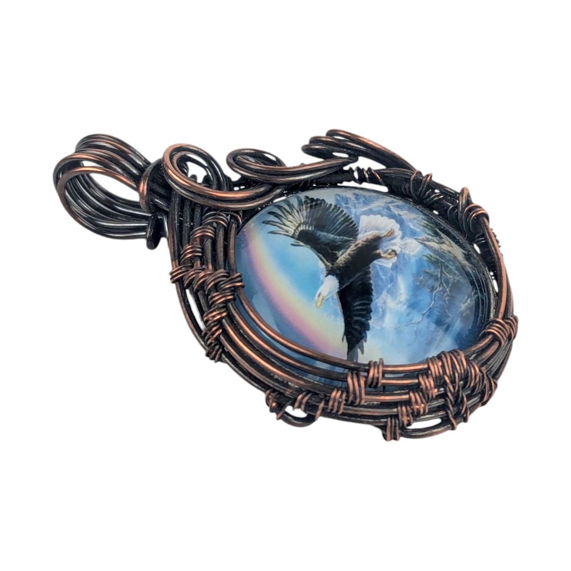 Handmade Copper Wire Eagle Pendant: Patriotic Wildlife Jewelry