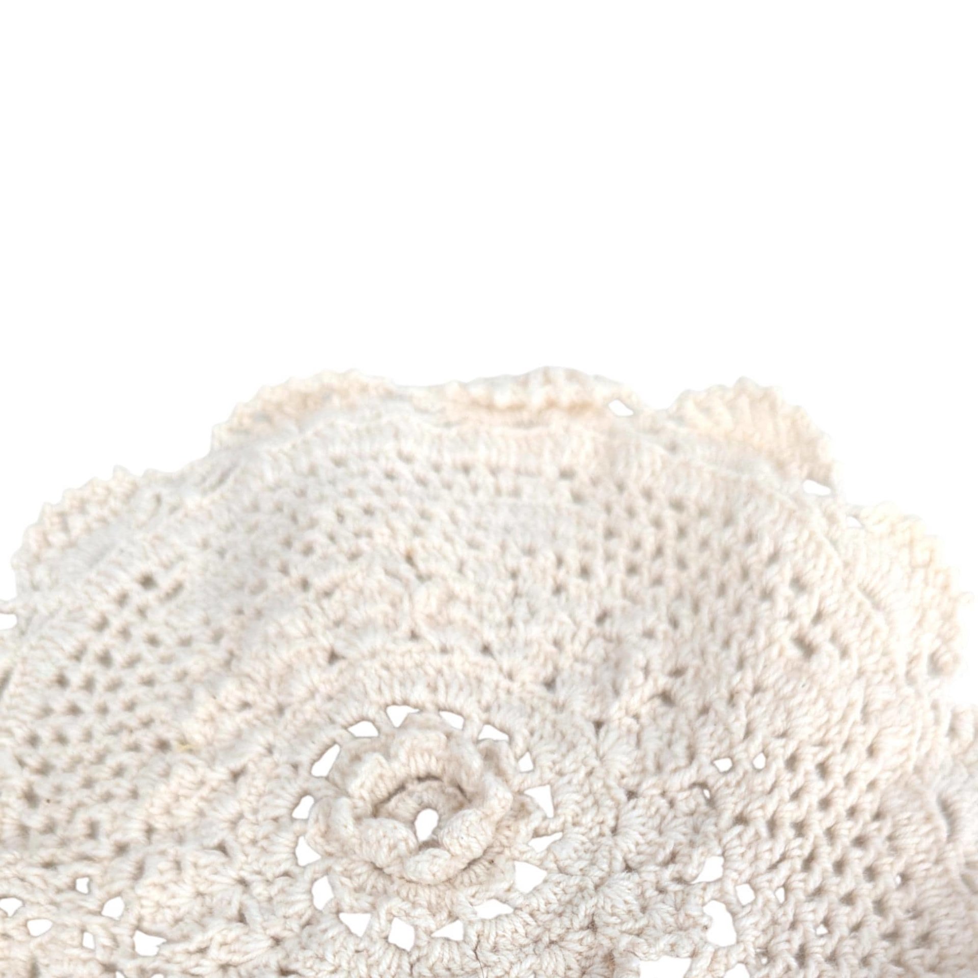 Vintage Crochet Doilies: Set of Three Off-White Heart & Rectangle Mats