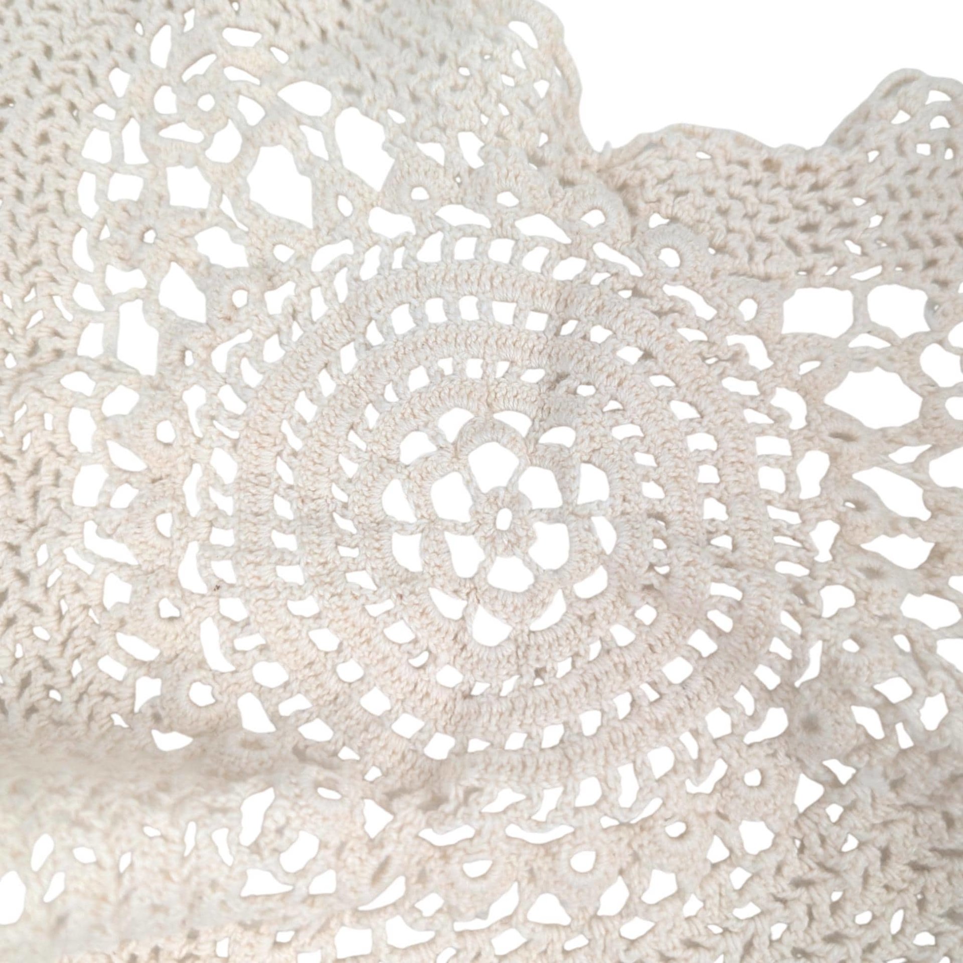 Vintage Crochet Doilies: Set of Three Off-White Heart & Rectangle Mats