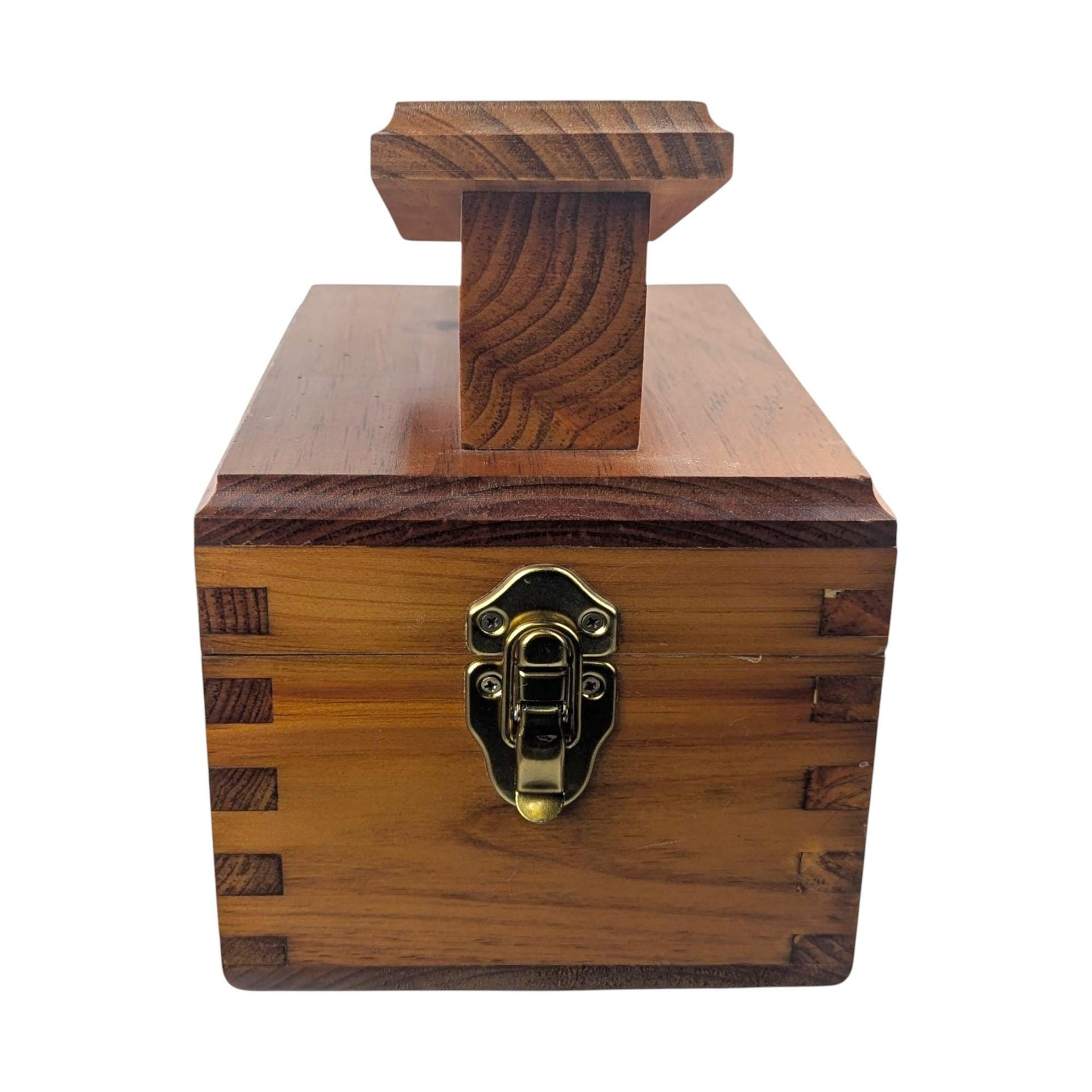 Vintage Wooden Shoe Shine Valet: Footrest Storage Box with 5 Cent Graphic