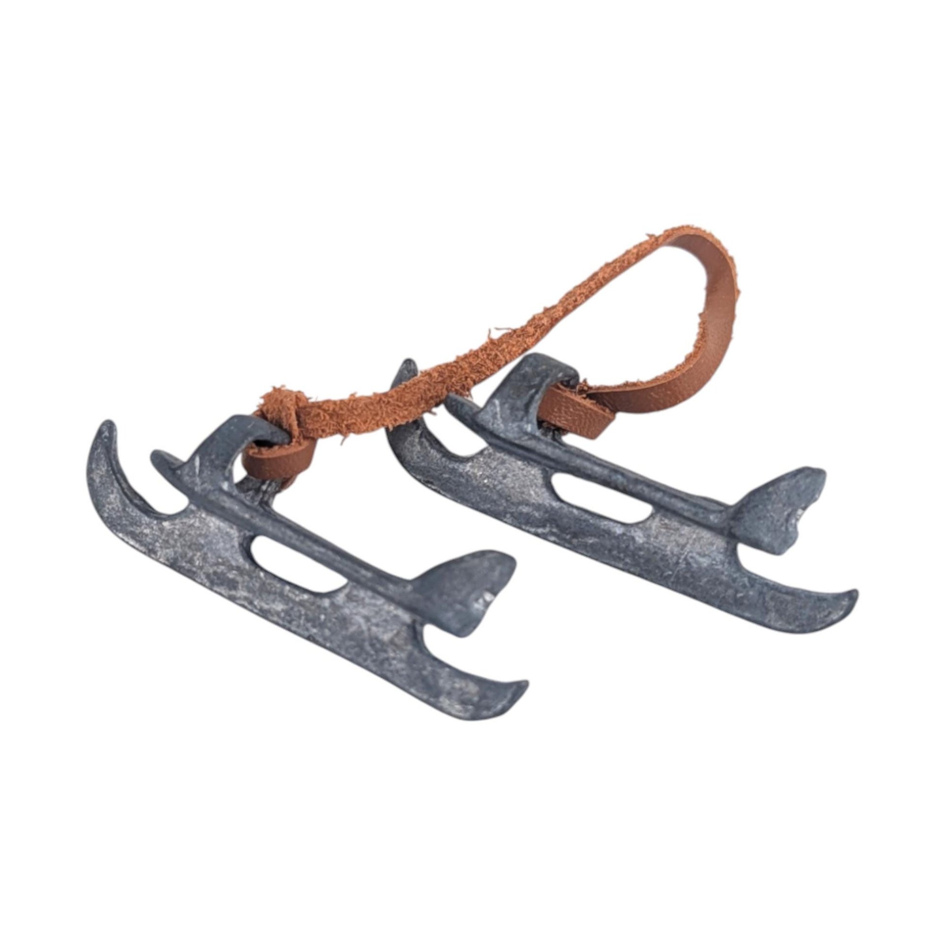 Vintage Dept 56 Shiny Skates & New Sled: Winter Silhouette Porcelain Figurine Set