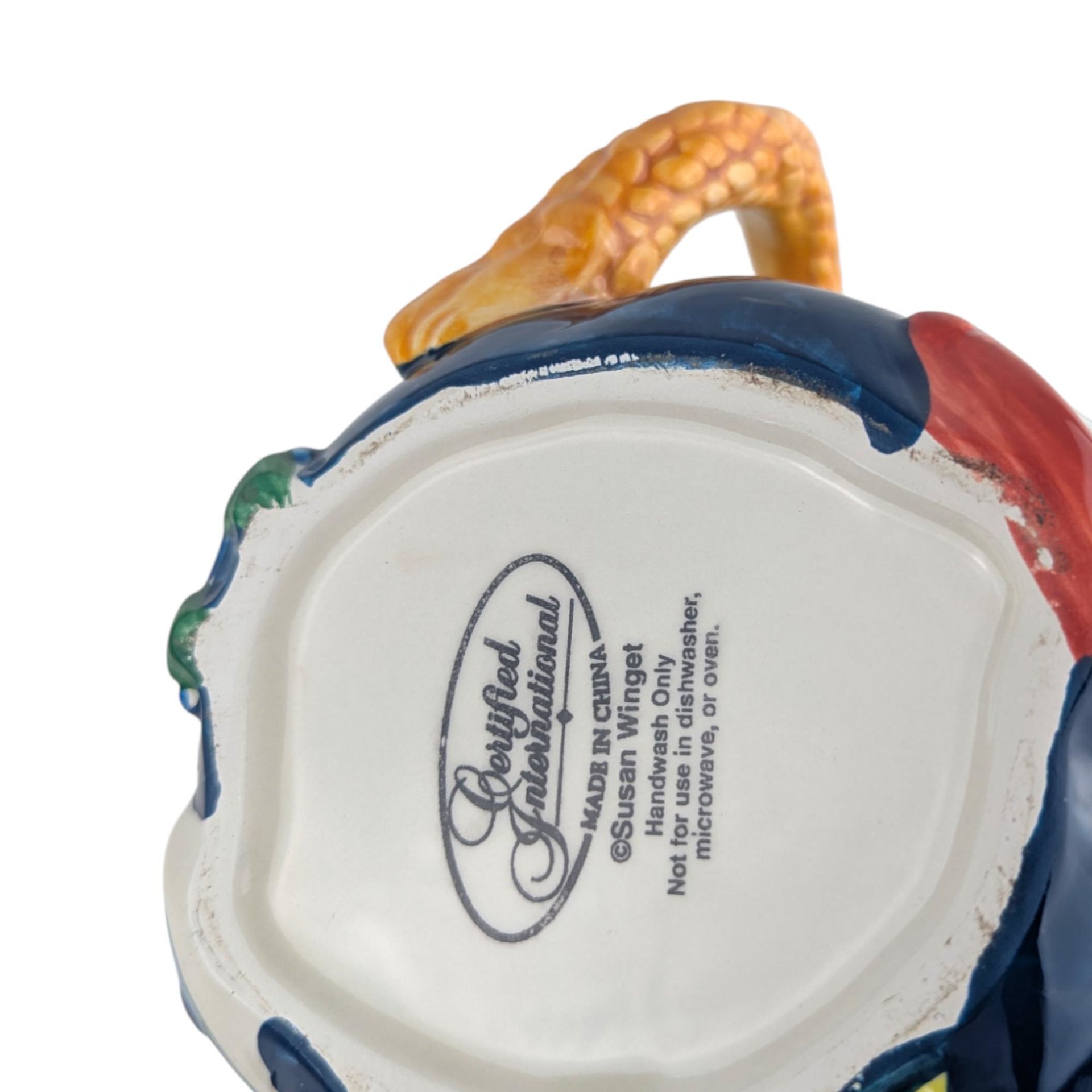 Vintage Susan Winget Christmas Mugs, Pair: Certified International Rocking Horse & Toy Mugs