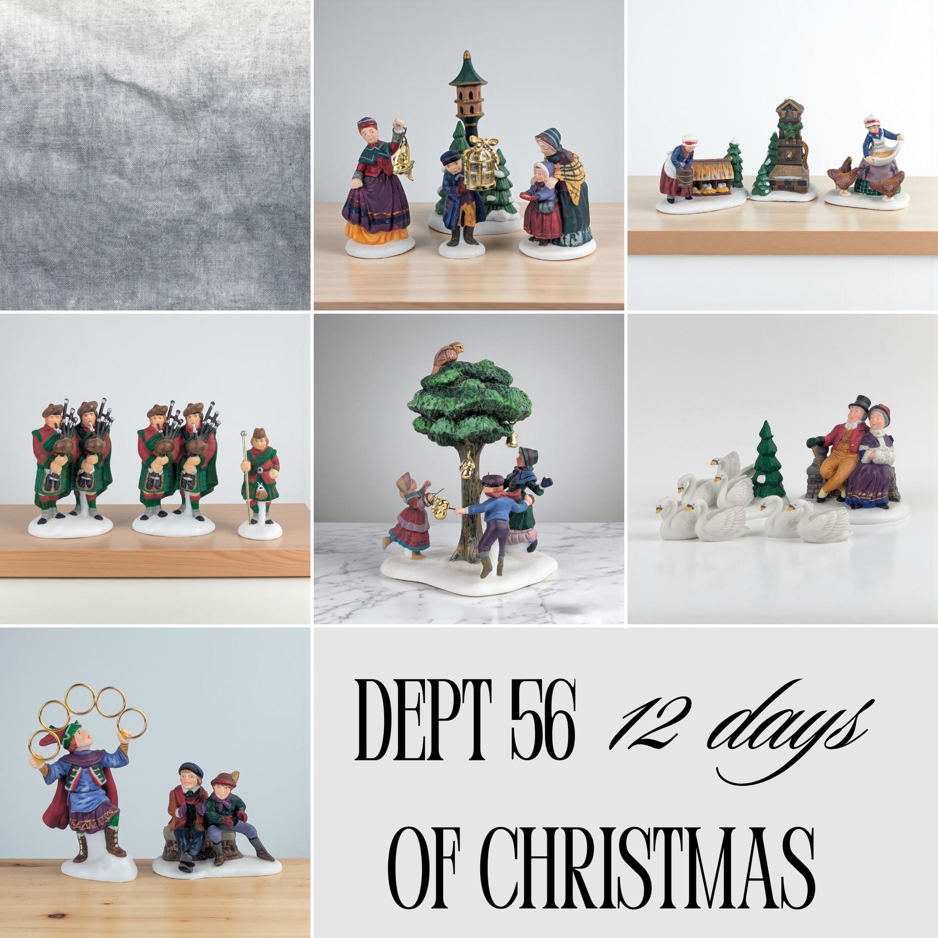 Vintage Dept 56 12 Days of Christmas Figurine, Your Choice: Heritage Village Collection Set