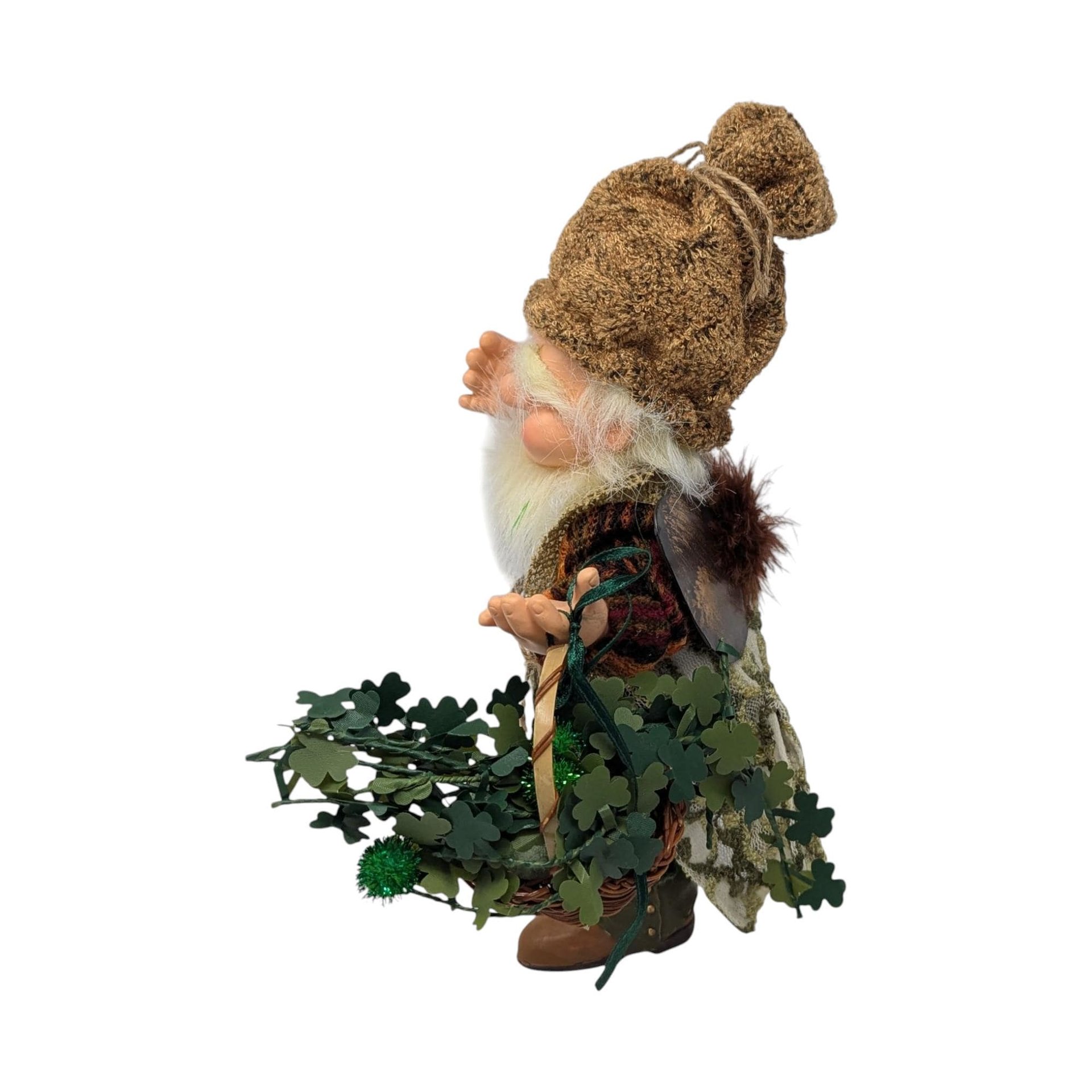 Vintage Irish Gnome Figure: Folklore Fairy Doll with Basket