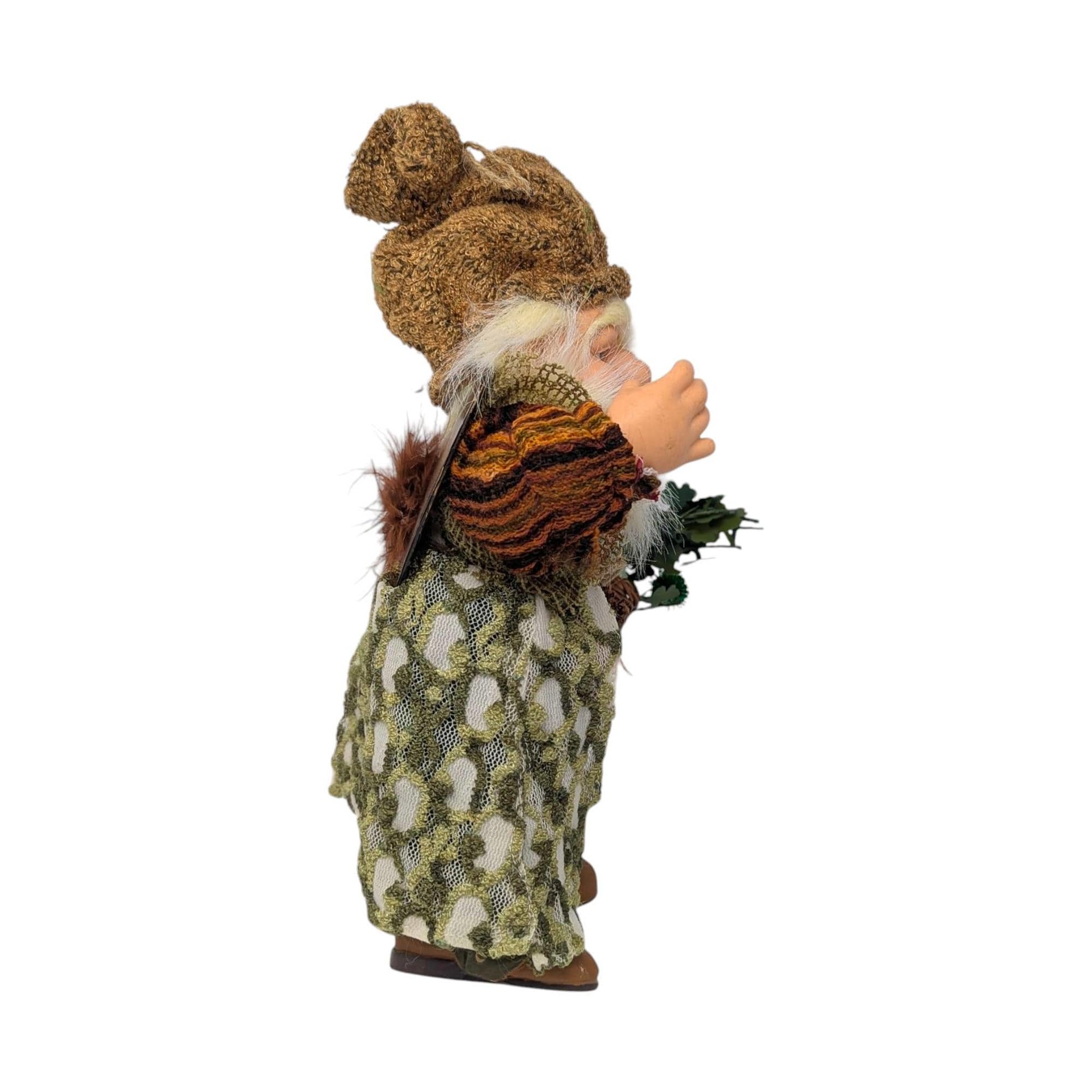 Vintage Irish Gnome Figure: Folklore Fairy Doll with Basket
