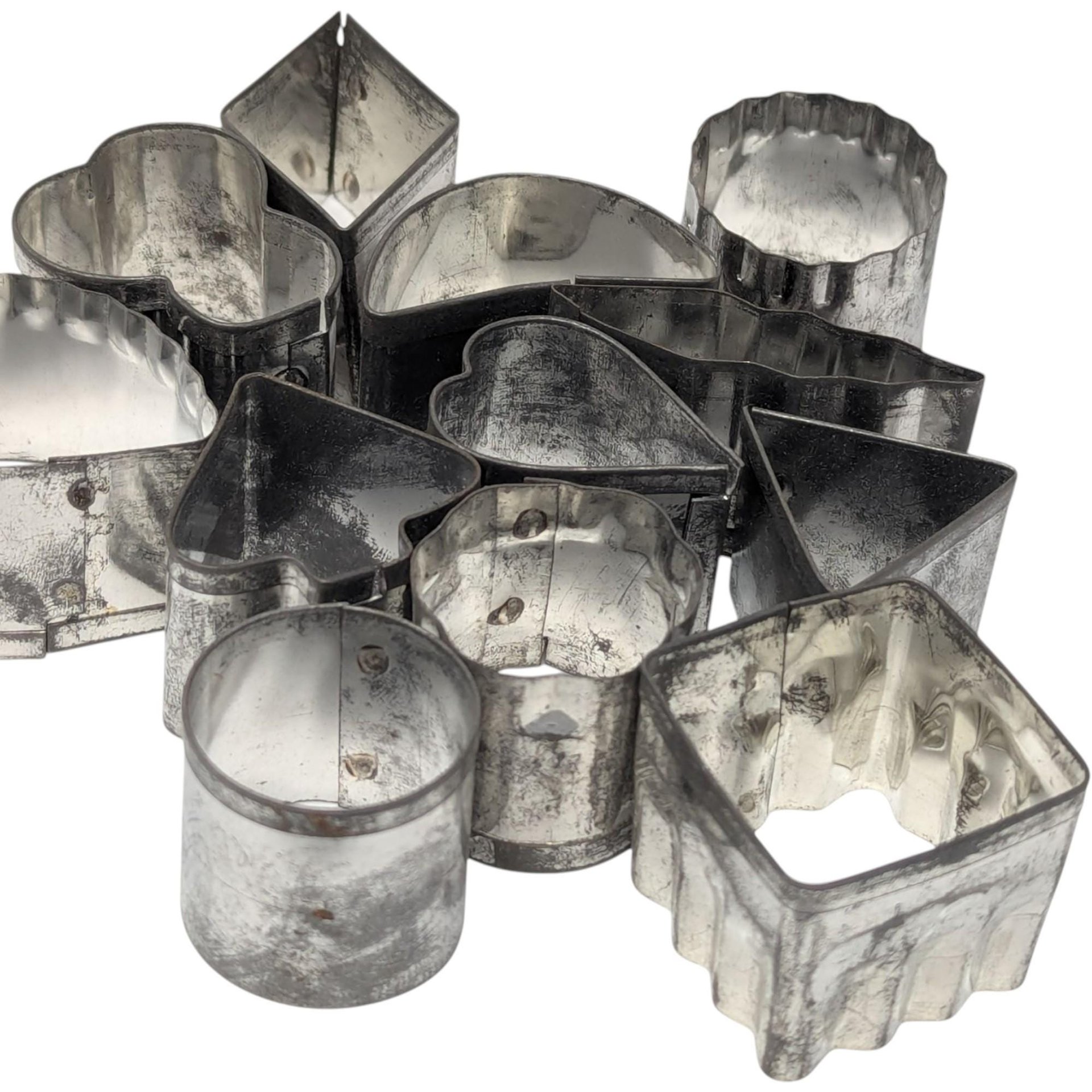 Vintage Canape Cutters Set: Mini Hors D'Oeuvre Molds in Tin with Box