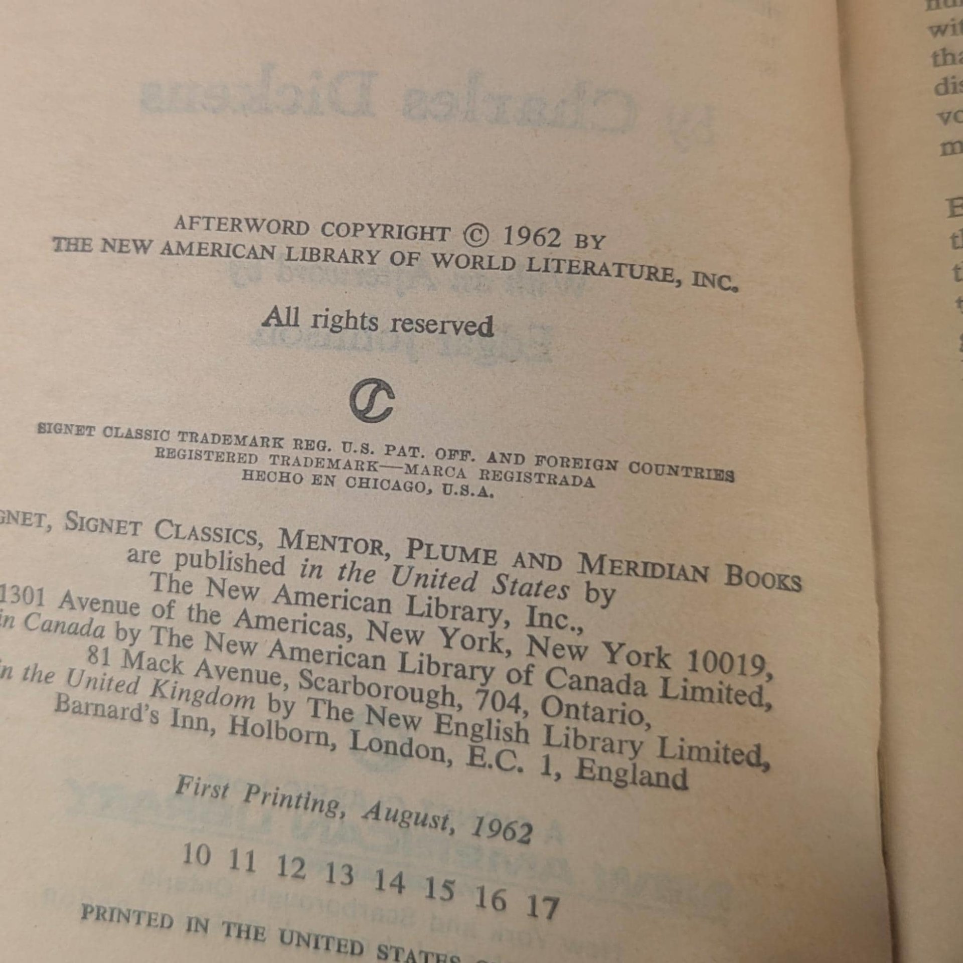 Vintage Charles Dickens Paperback: Your Choice Signet Classic Novel