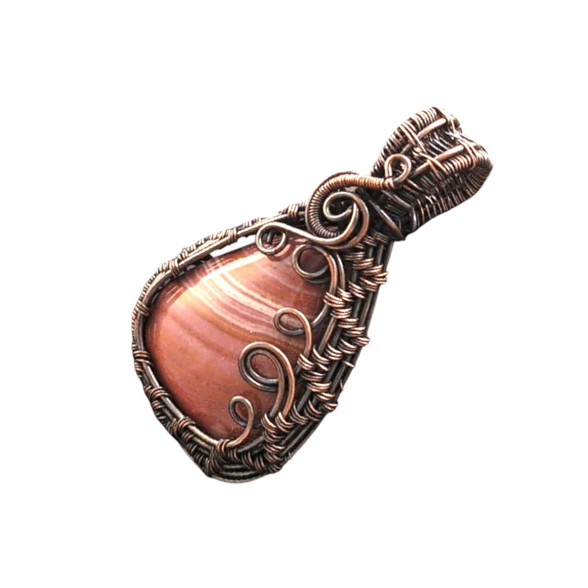 Mookaite Jasper Pendant: Wire Wrapped Copper Earthy Jewelry