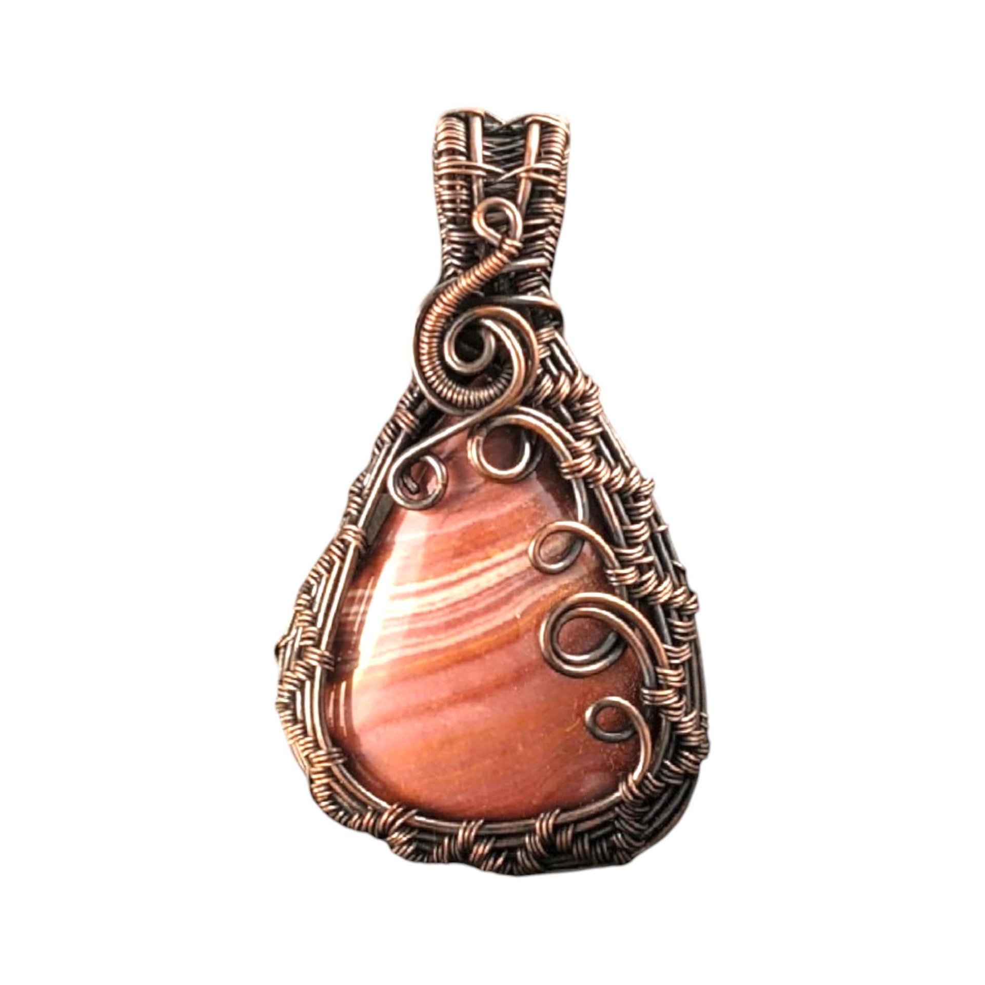 Mookaite Jasper Pendant: Wire Wrapped Copper Earthy Jewelry