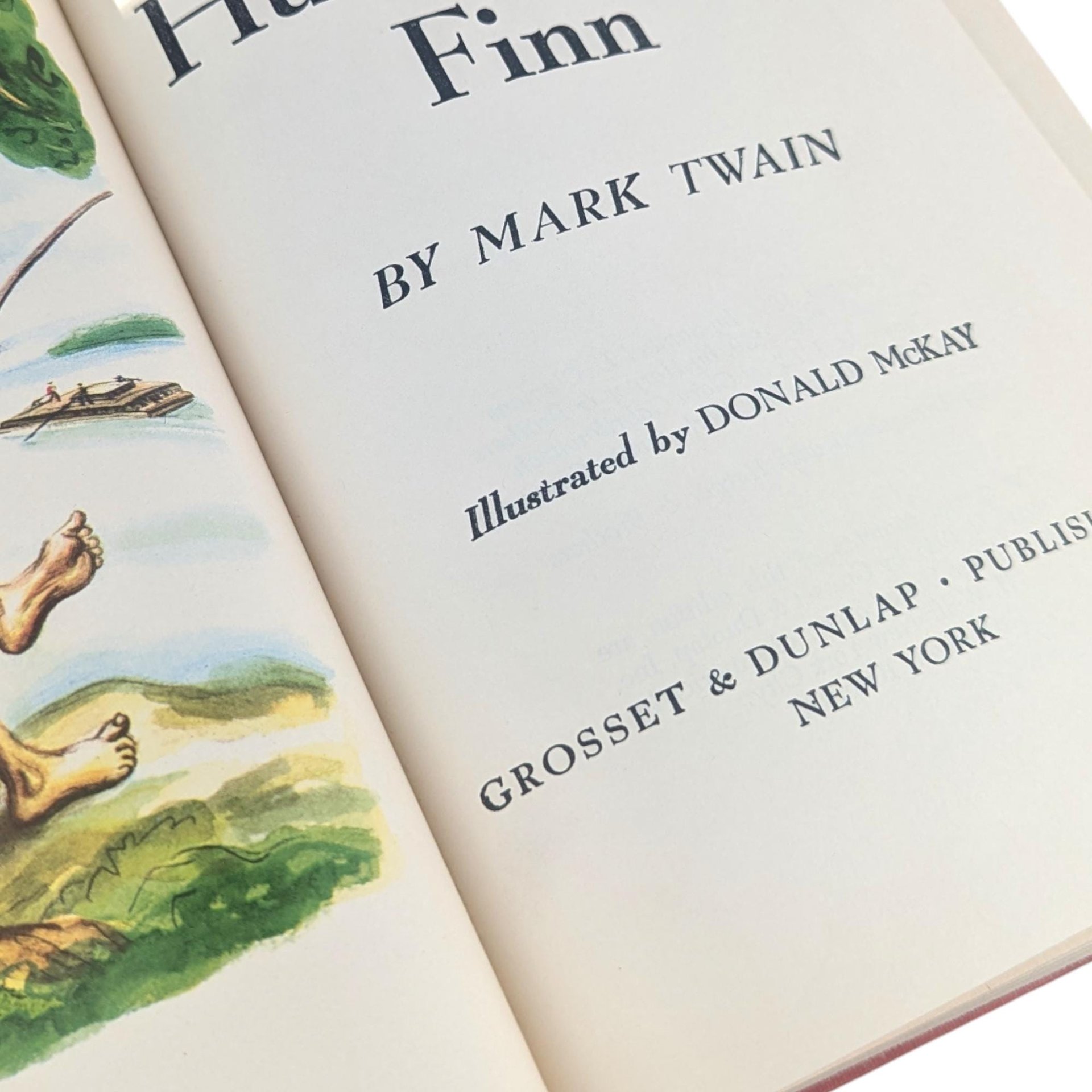 Vintage 1940s Tom Sawyer & Huckleberry Finn: Mark Twain Illustrated Book Set