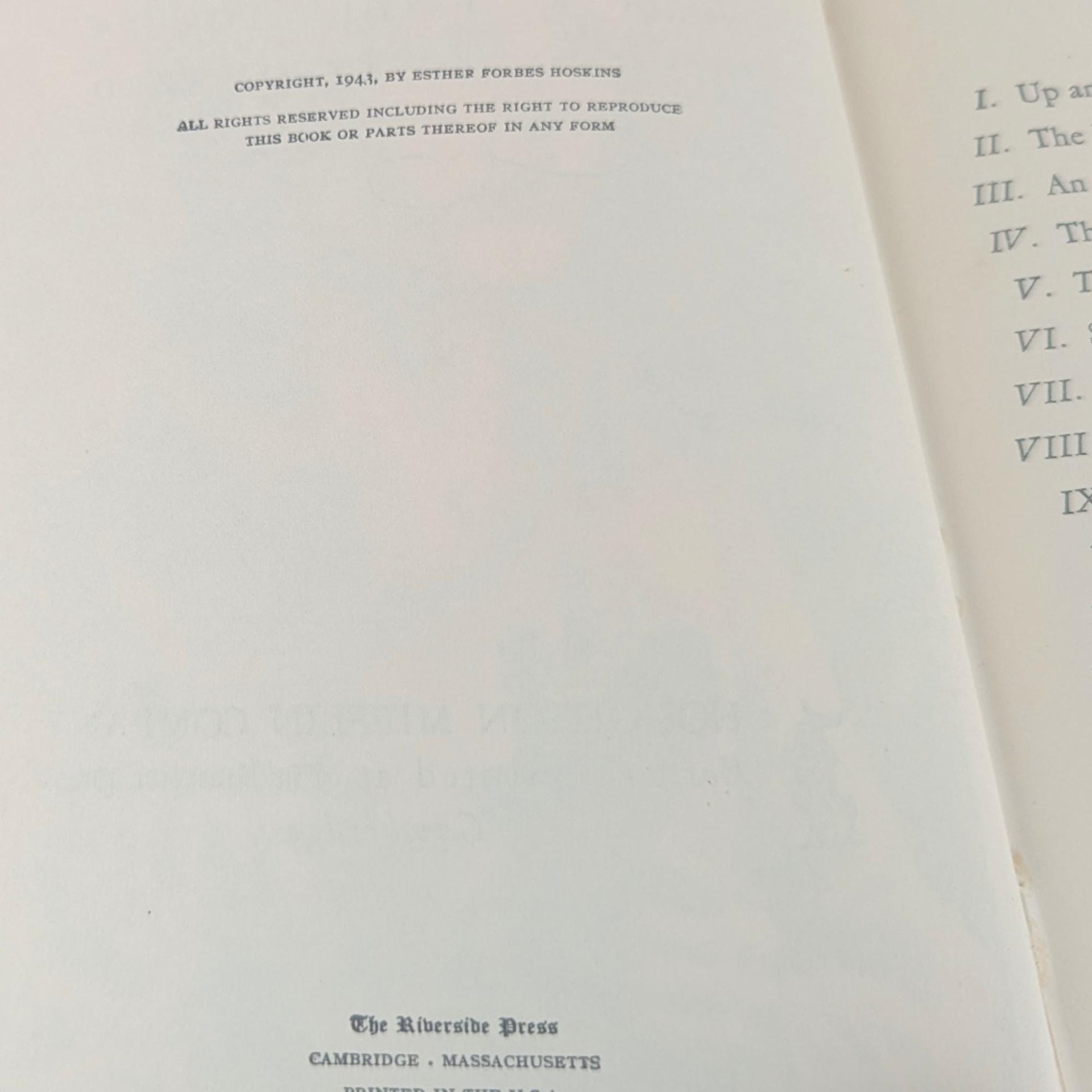 Vintage 1943 Johnny Tremain Novel: Esther Forbes Newbery Medal Winner