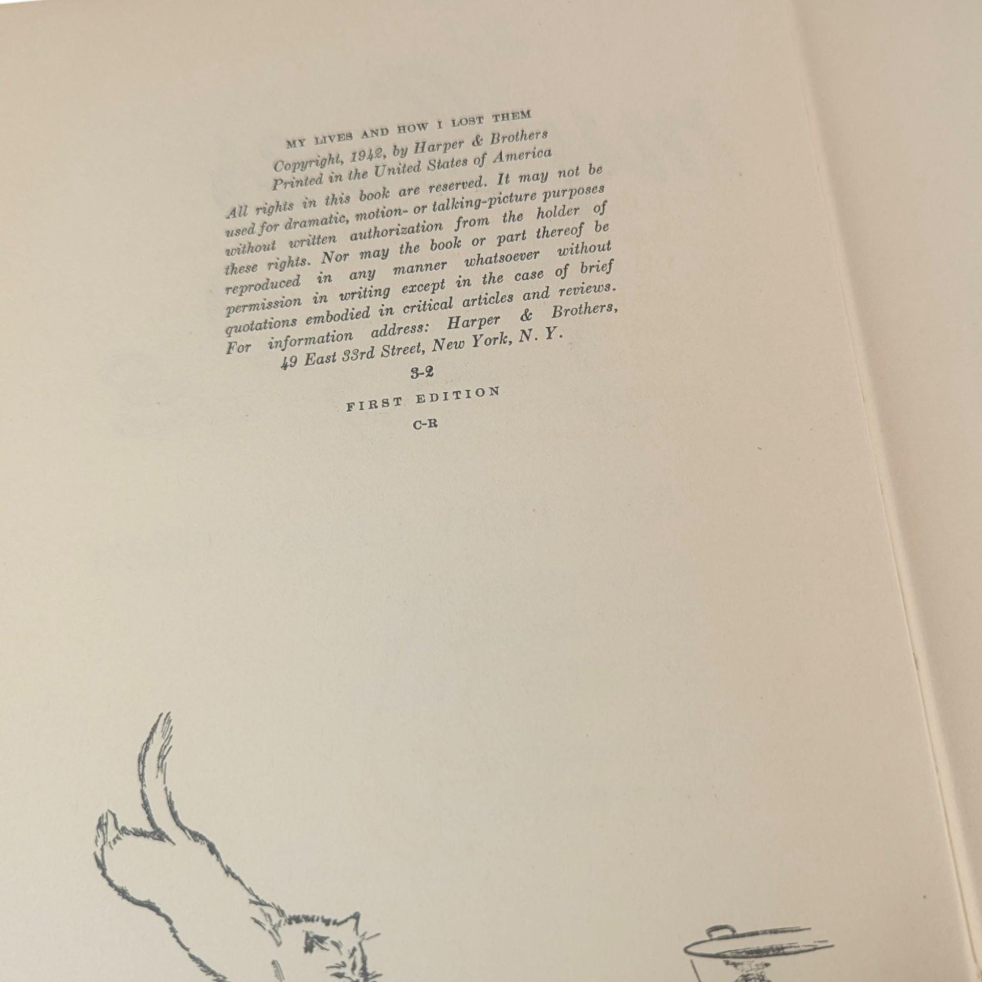 Vintage 1942 My Lives and How I Lost Them: Countee Cullen First Edition