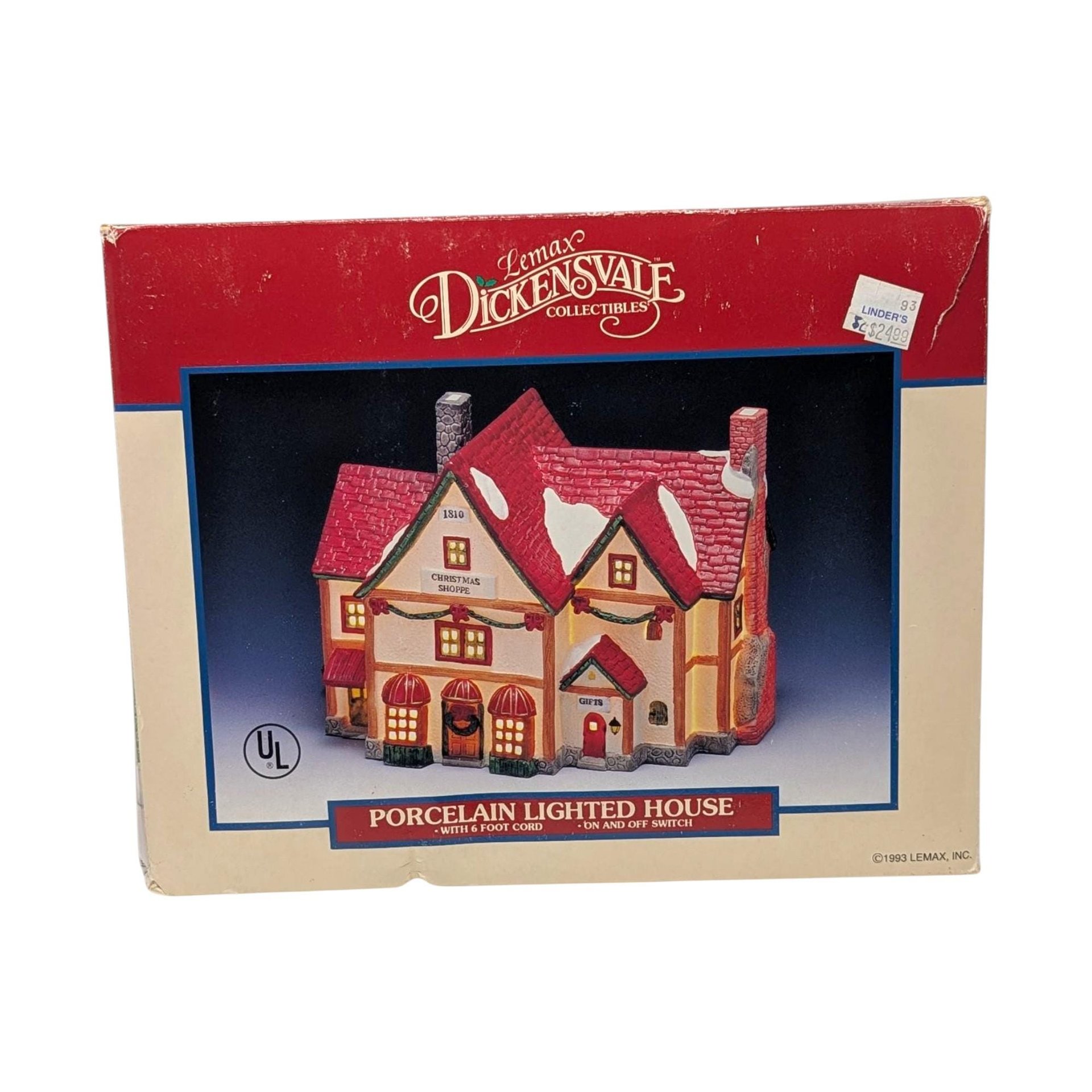 Vintage 1993 Lemax Christmas Shoppe: Dickensvale Porcelain Lighted House