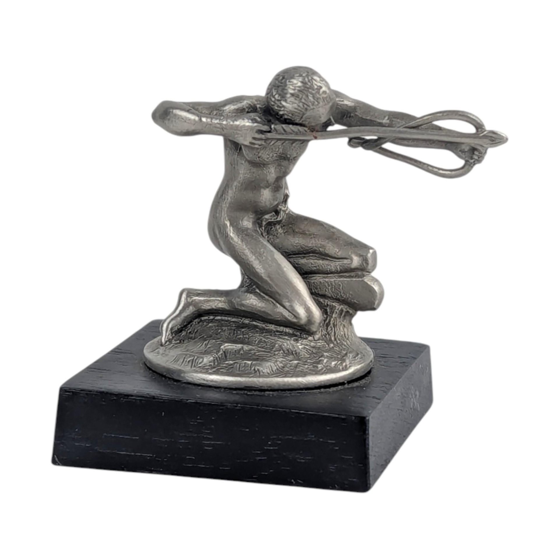 Vintage 1981 Pierce-Arrow Hood Ornament: Franklin Mint Pewter Archer Sculpture