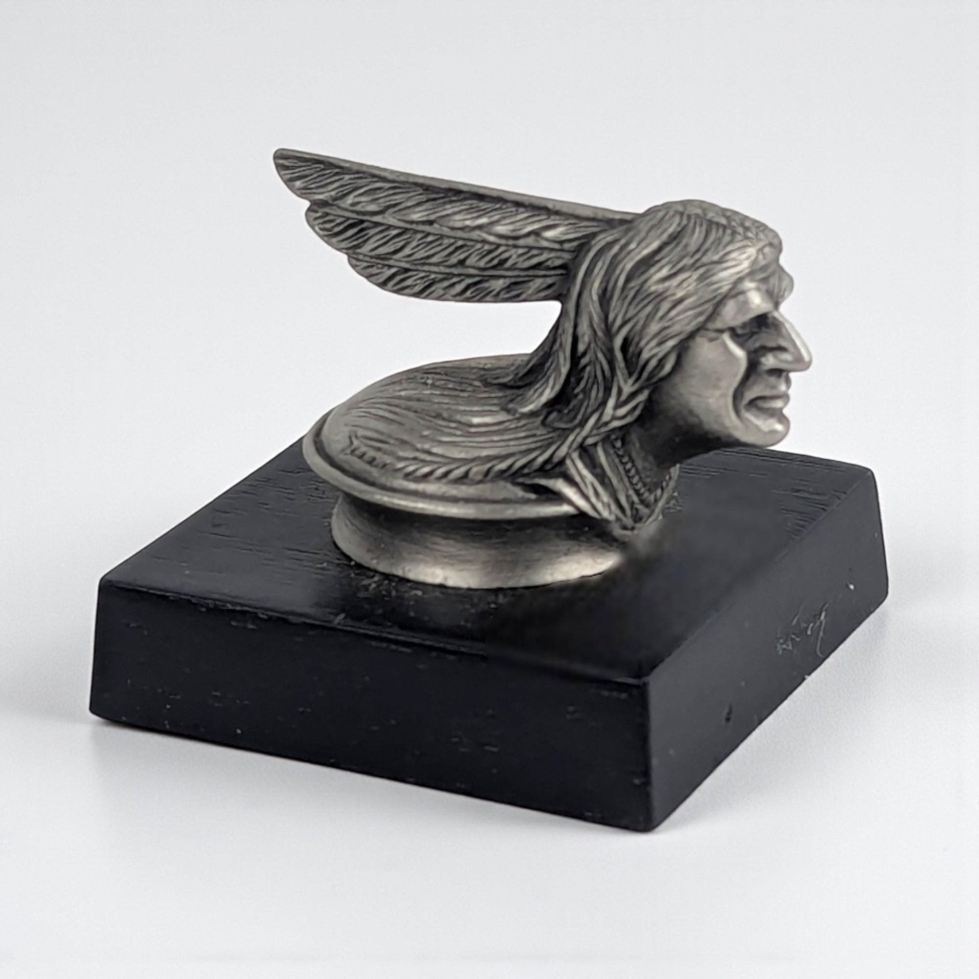 Vintage 1982 Pontiac Pewter Hood Ornament: Franklin Mint Chief Sculpture