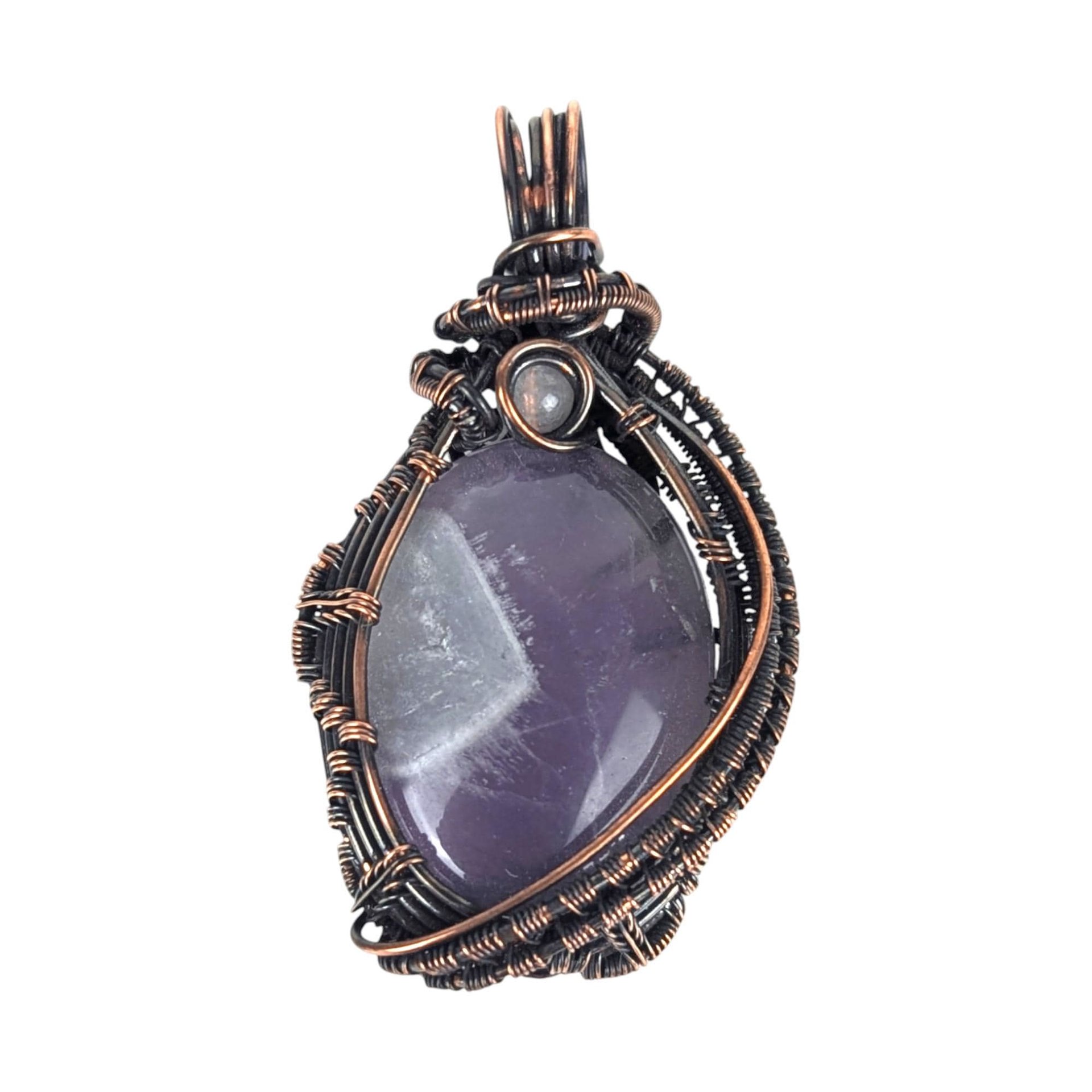 Handmade Amethyst Pendant: Copper Wire Woven Gemstone Necklace