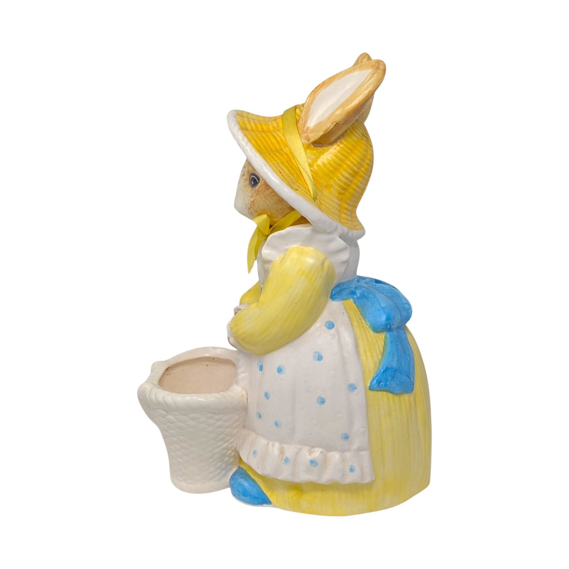 Vintage 1990s Dept 56 Rabbit Planter: Ceramic Bunny Figure in Bonnet
