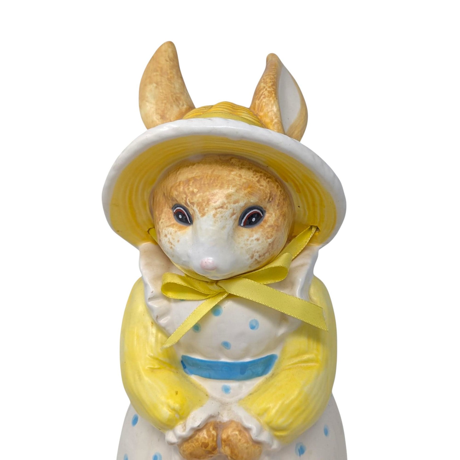 Vintage 1990s Dept 56 Rabbit Planter: Ceramic Bunny Figure in Bonnet