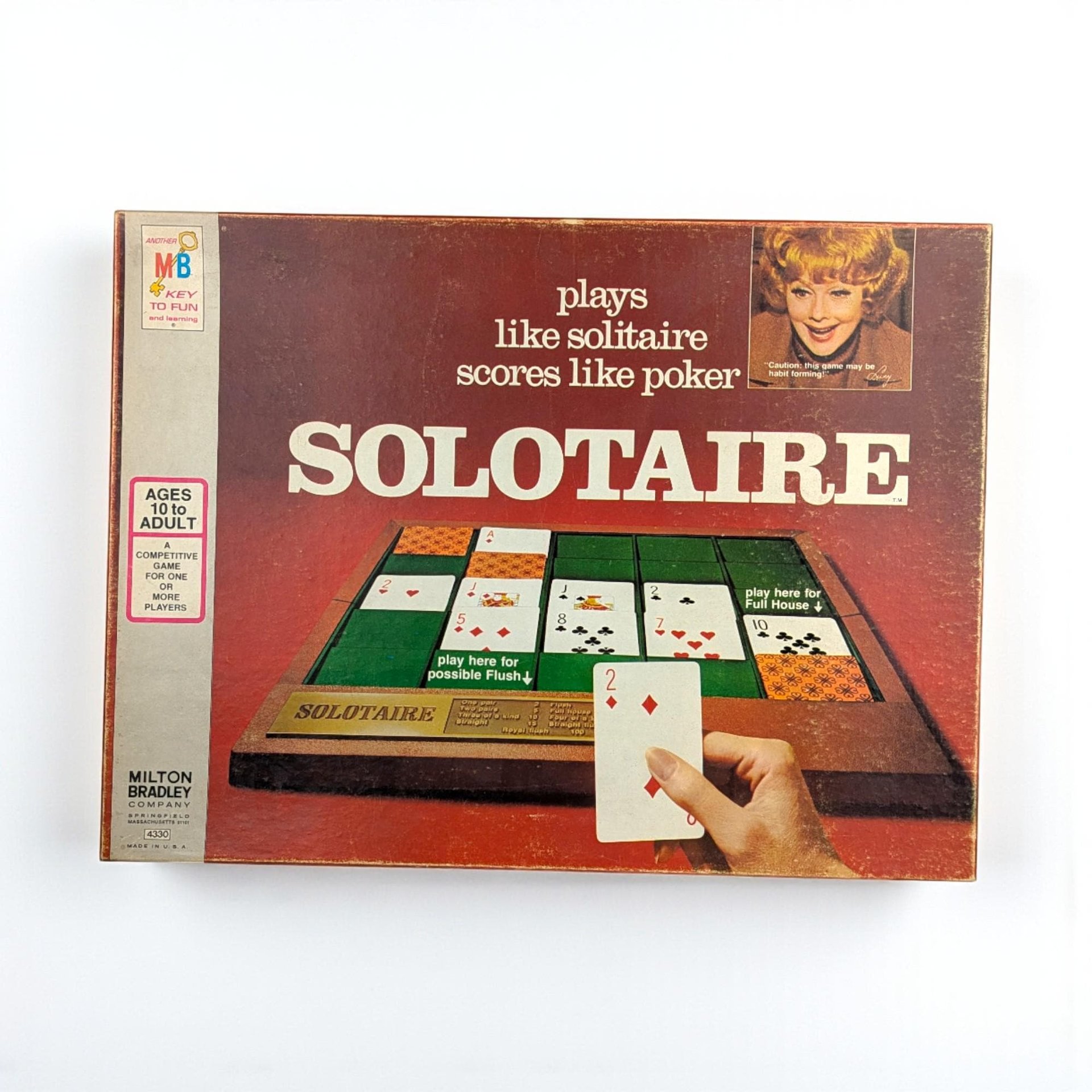 Vintage 1973 Solotaire Game: Milton Bradley Solitaire Poker Board Game