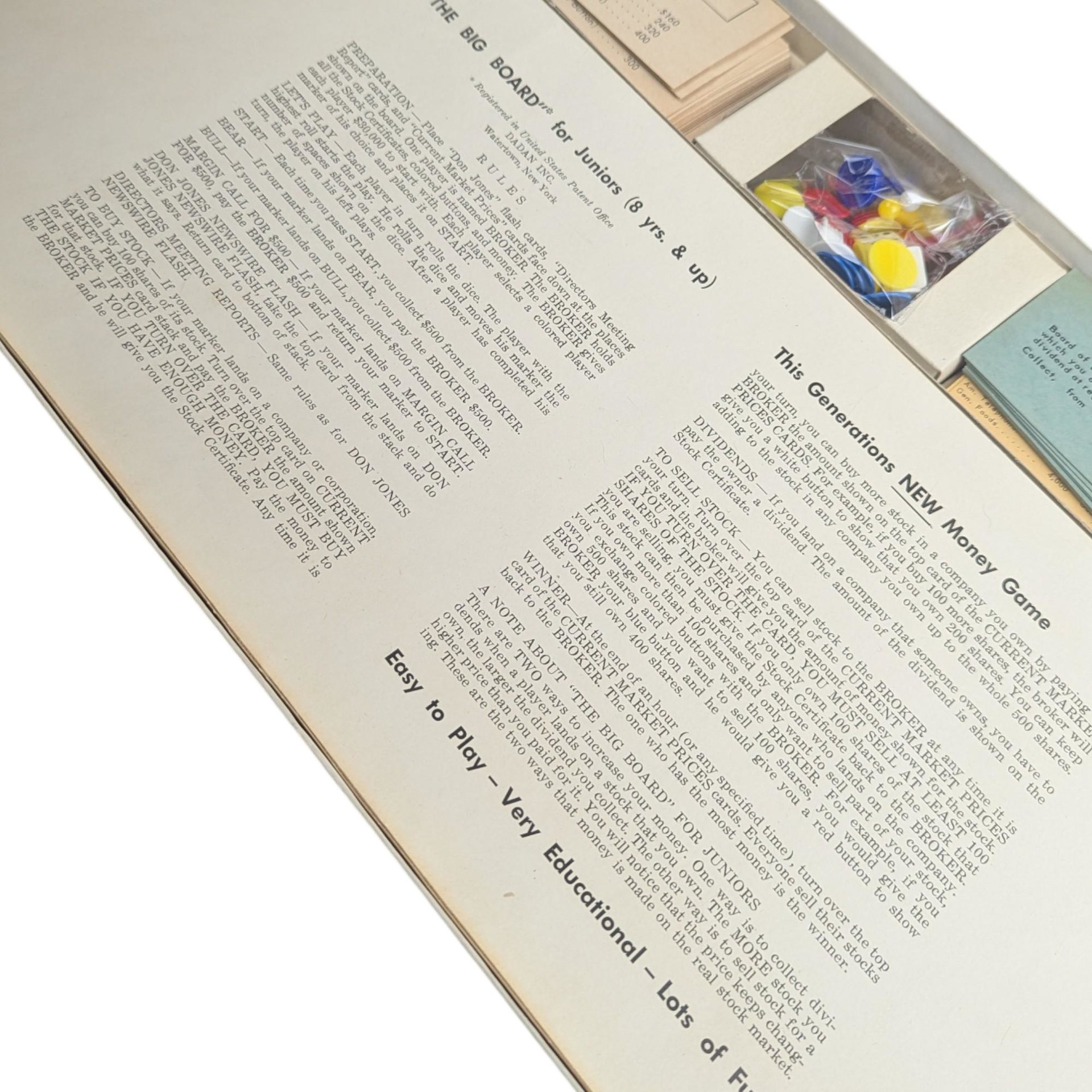 Vintage 1960 The Big Board Game: Dadan Inc. Stock Exchange Game