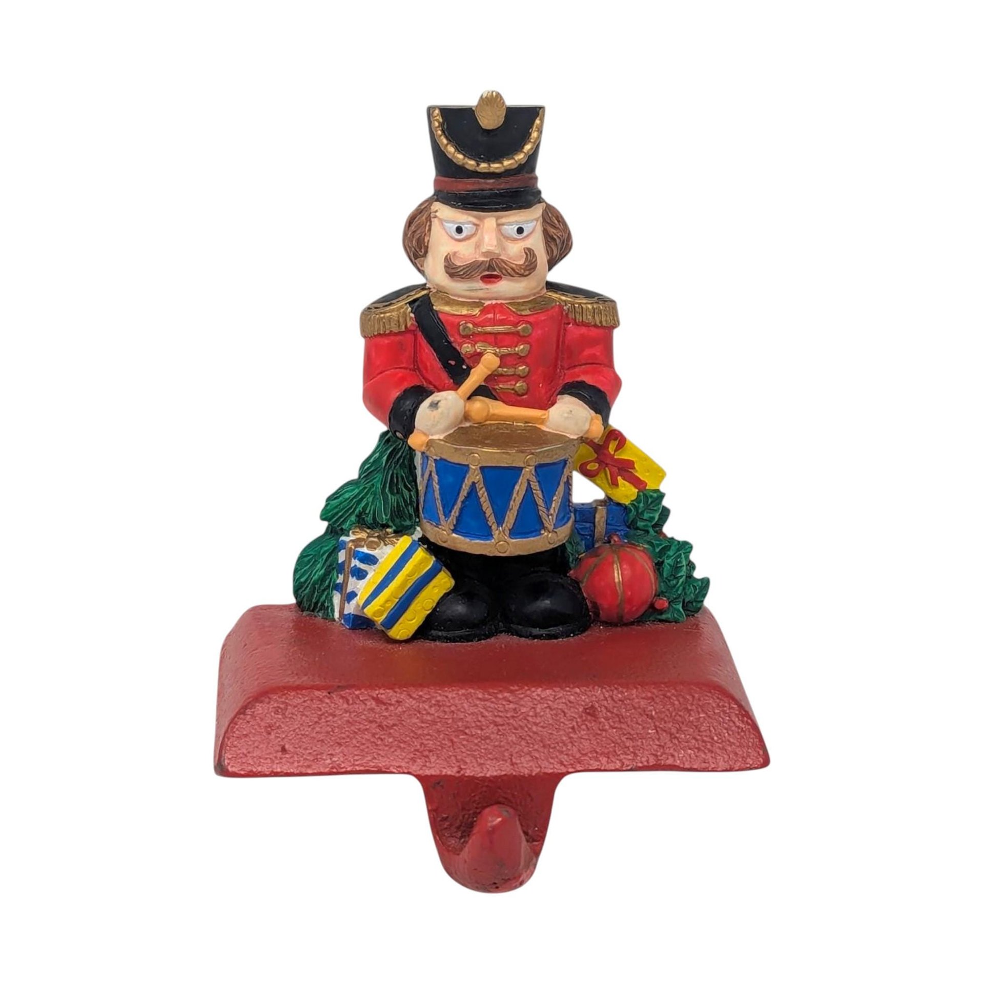 Vintage Nutcracker Stocking Holder: Toy Soldier Drummer Mantel Hanger