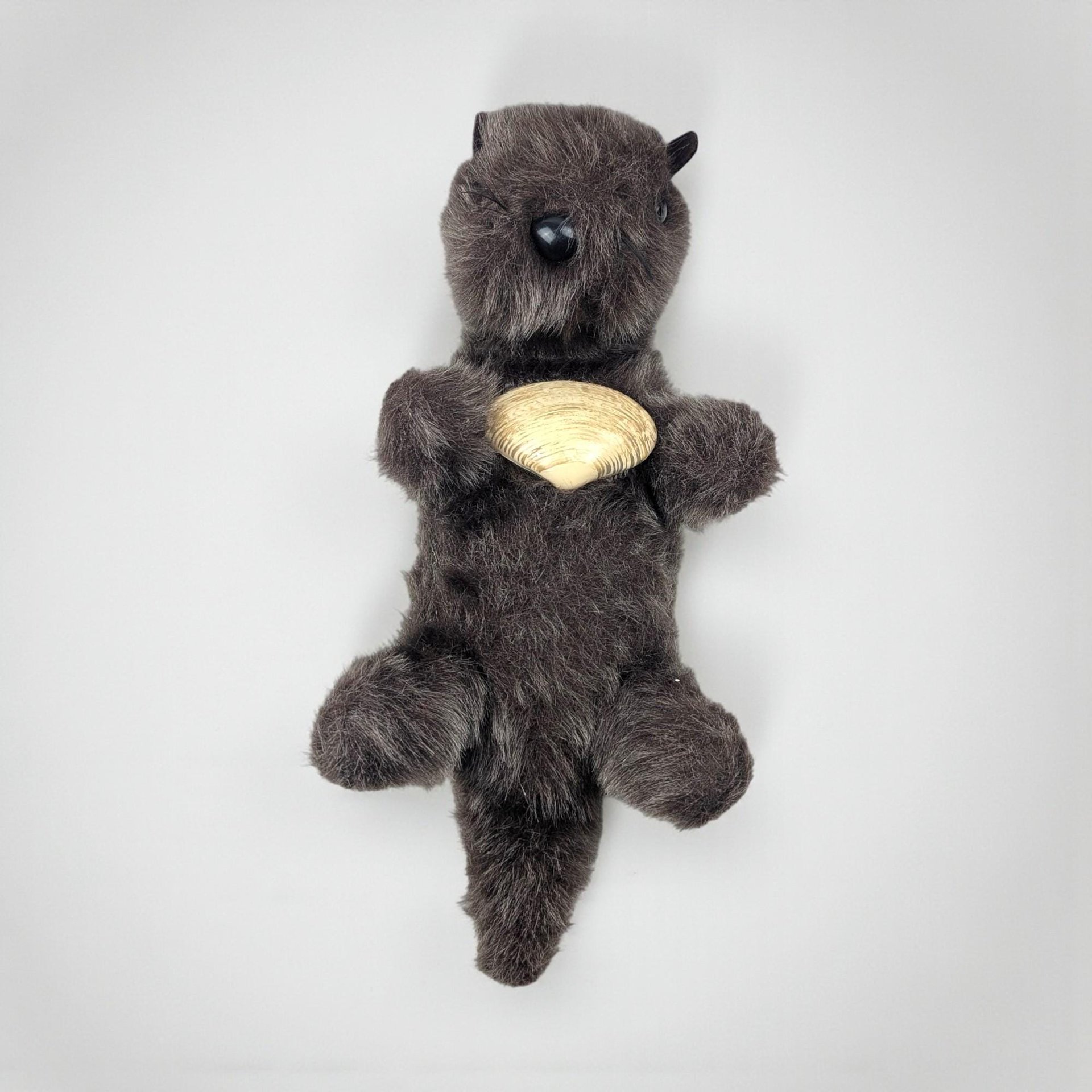 Vintage 1975 Dakin Pillow Pet Otter: Sea Otter Stuffed Animal with Clam