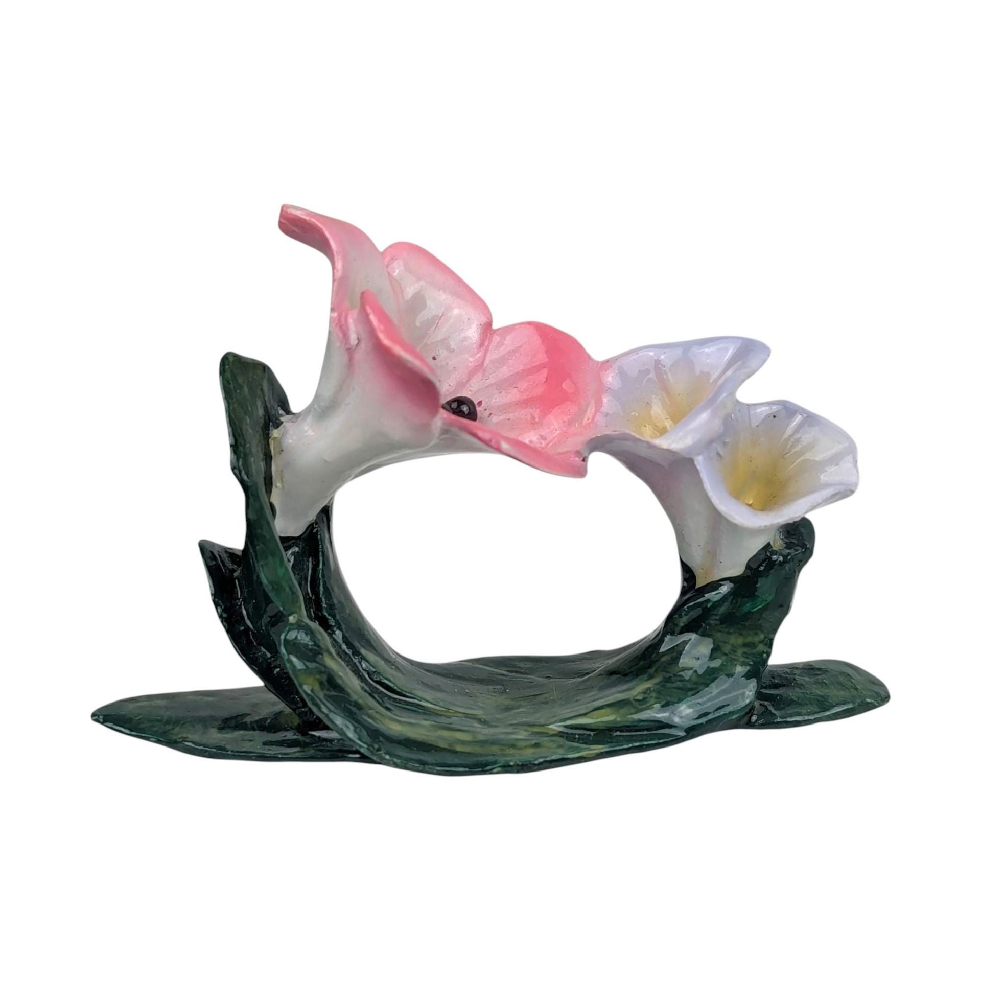 Vintage 1980s Floral Napkin Rings: Set of 6 Hand-Painted Holders, Philippines