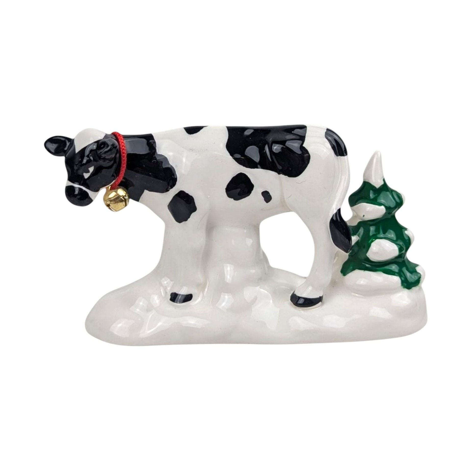 Vintage 1993 Holiday Pasture Cows: Department 56 New England Village Accessory