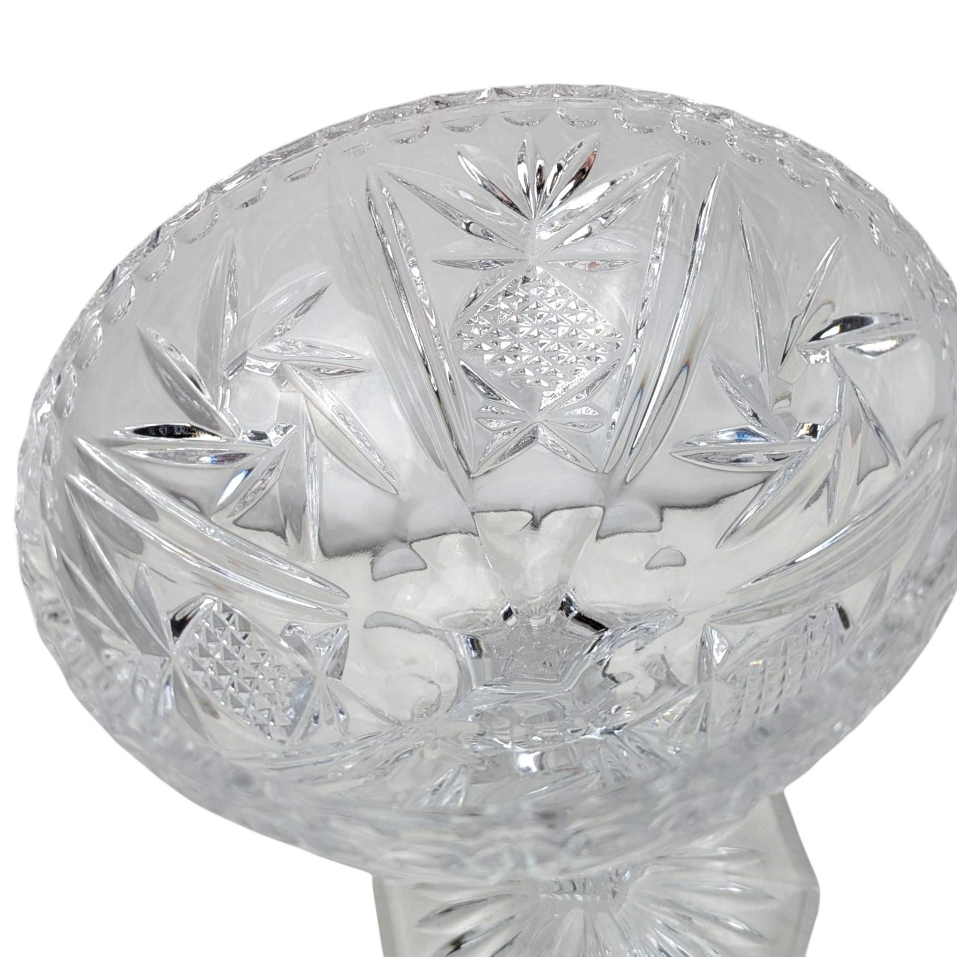 Vintage Cut Crystal Pedestal Candy Dish: Large Lidded Apothecary Jar