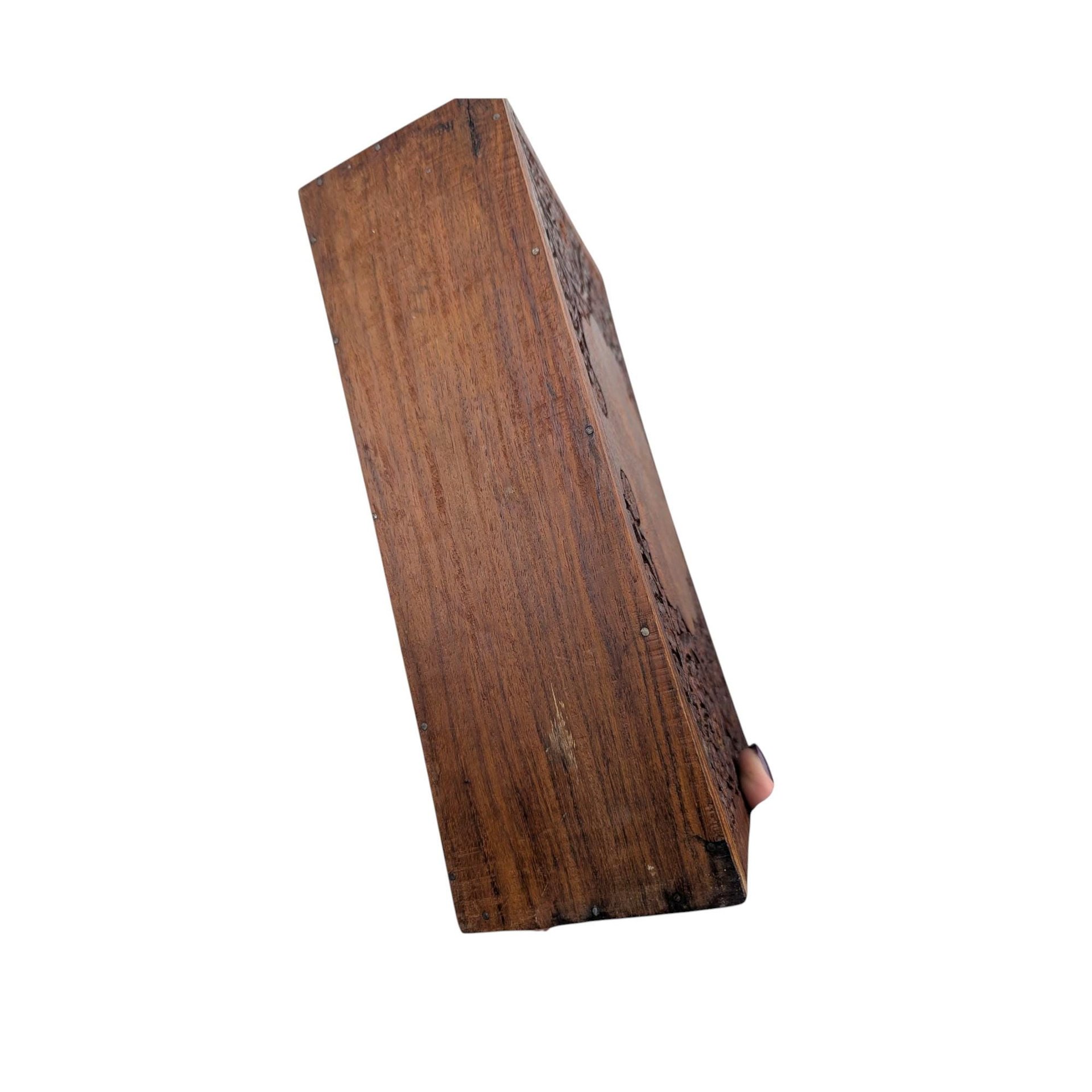 Vintage Carved Wood Desk Organizer: Rosewood & Inlay Letter Holder