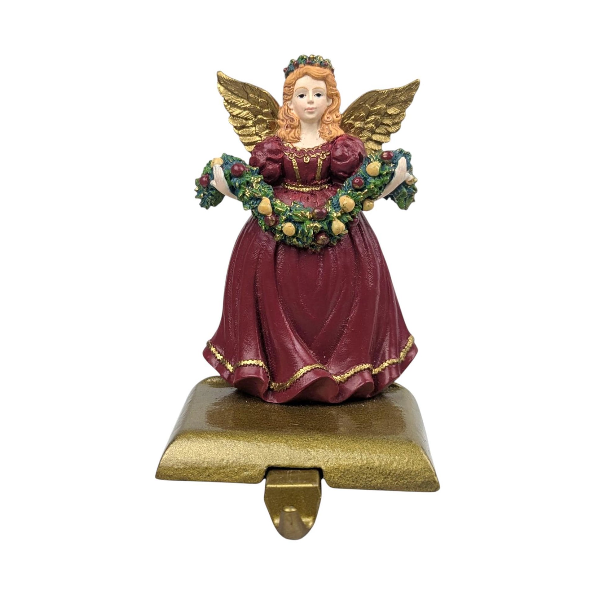 Vintage Angel Stocking Holders: Set of Two Christmas Mantle Hangers