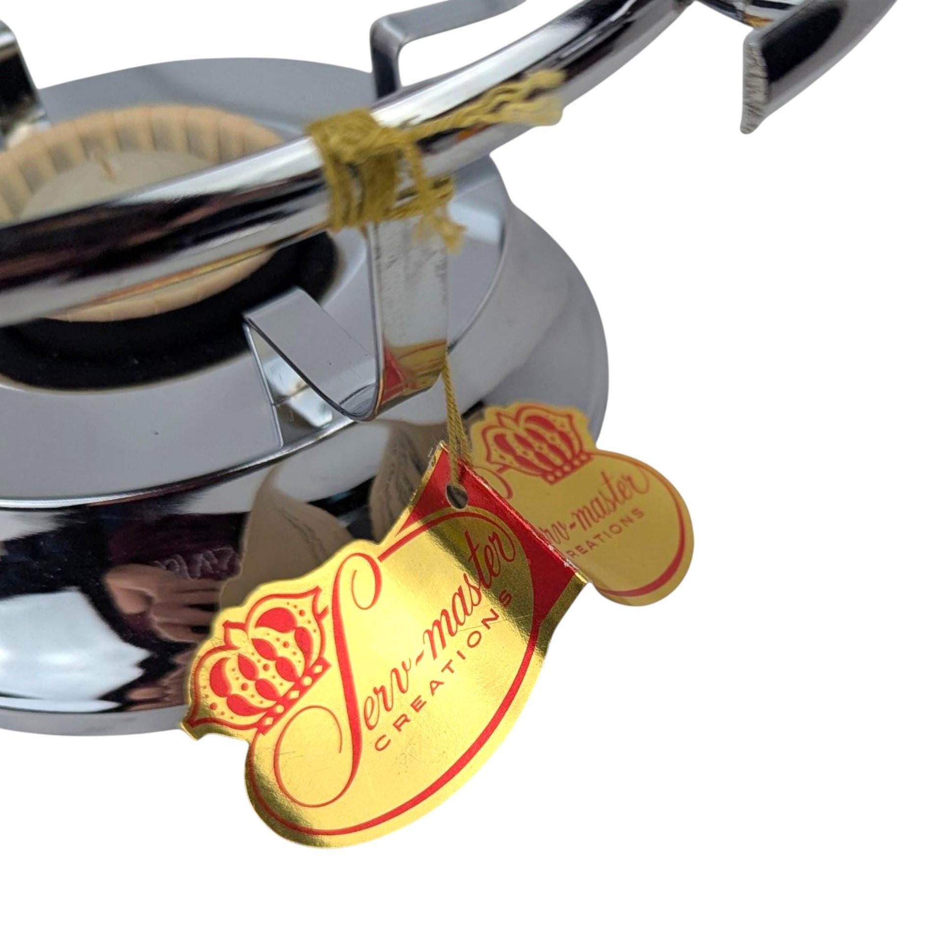 Vintage 1960s Serv-master Casserole Dish: 2 Quart Glass and Chrome Buffet Warmer with Box