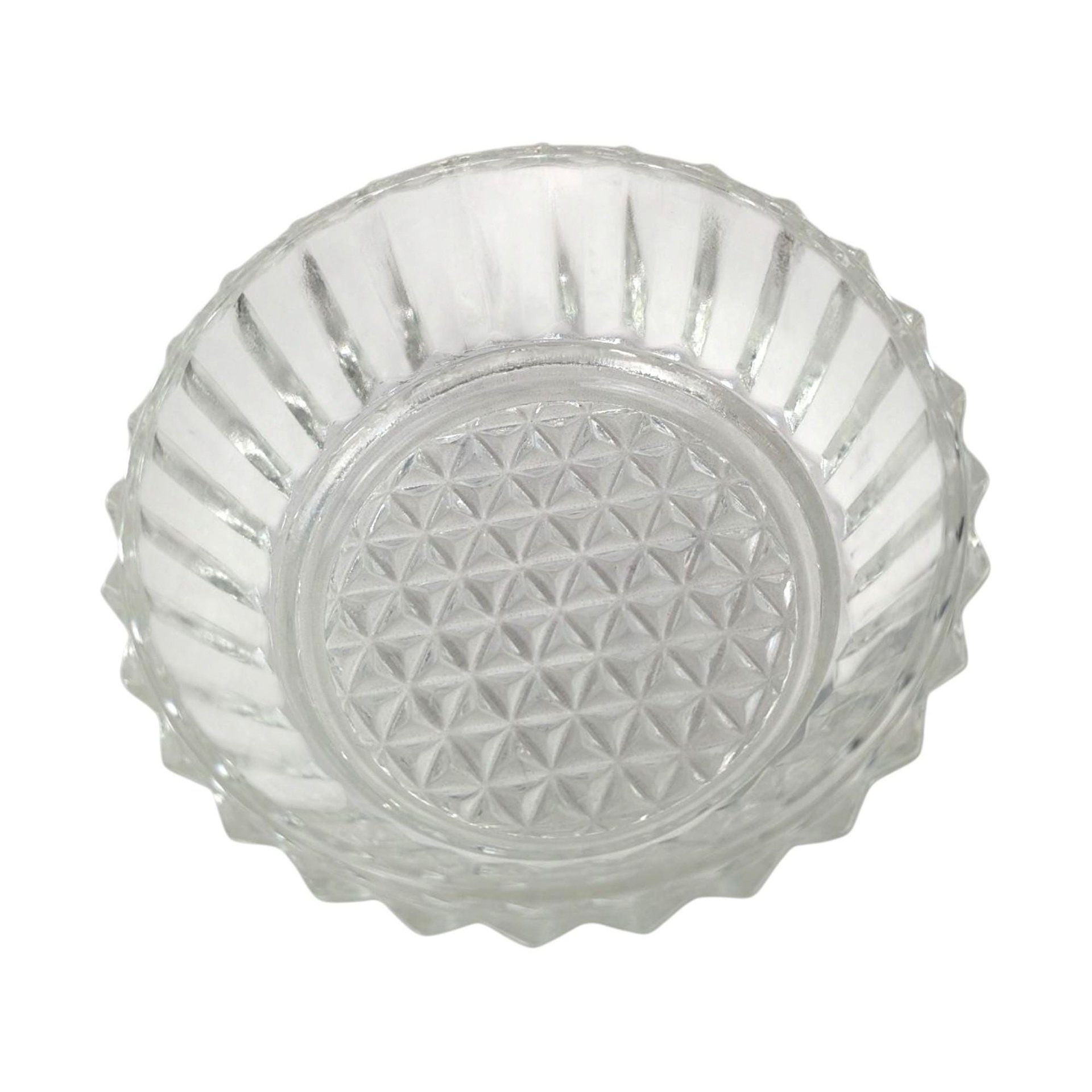 Vintage Glass Powder Jar: Mid-Century Vanity Box with Chrome Lid