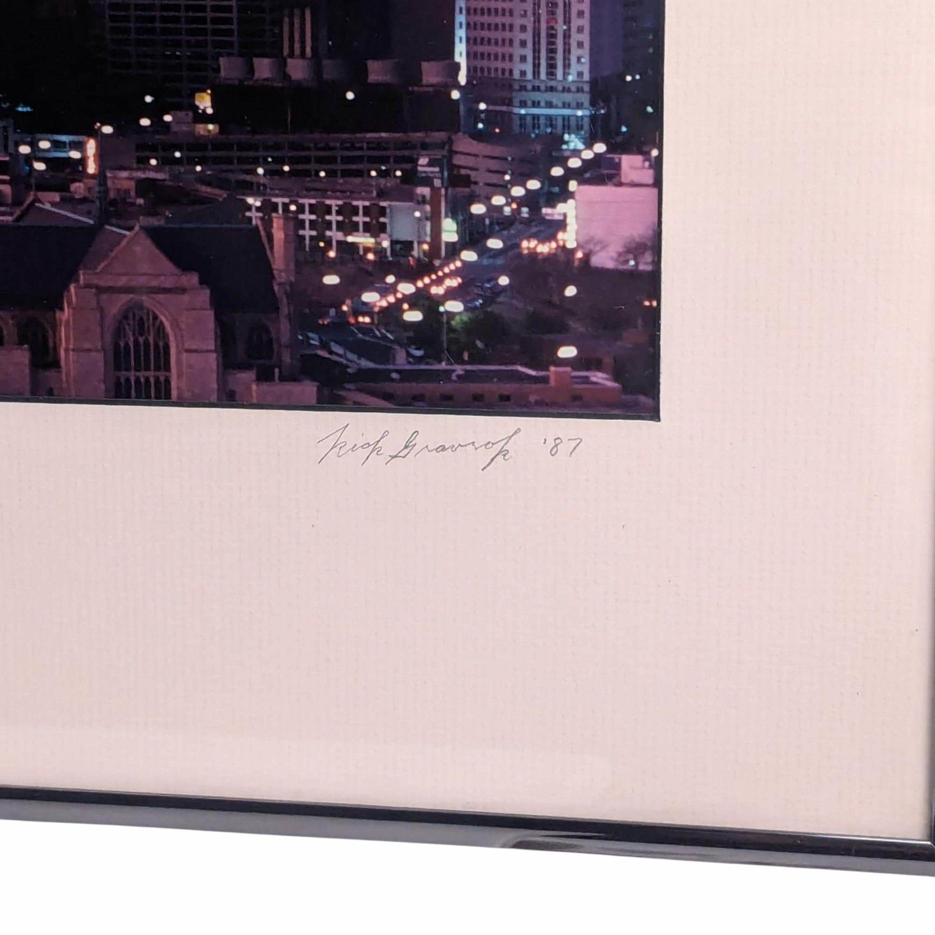 Vintage 1987 Minneapolis Print: Rick Gravrok World Series Skyline #1, Framed Minnesota Twins Art