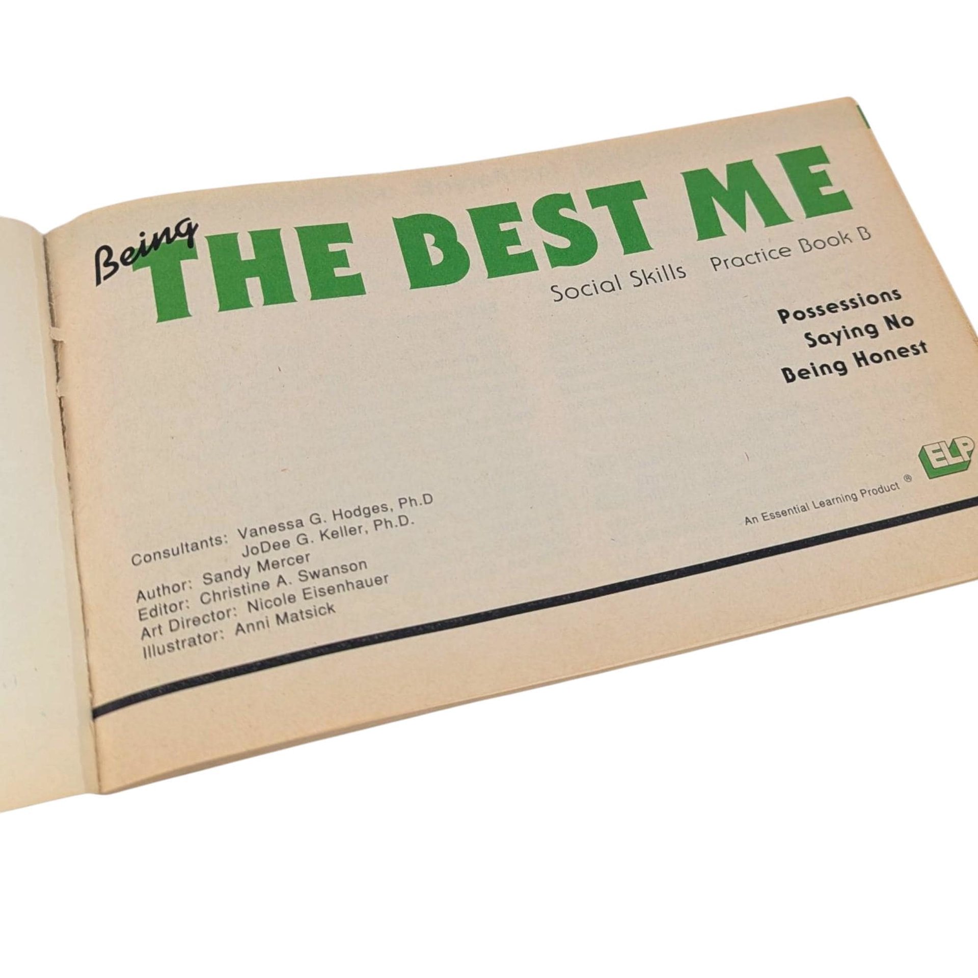 Vintage 1992 Social Skills Workbook: Being The Best Me, Homeschool Teacher Resource