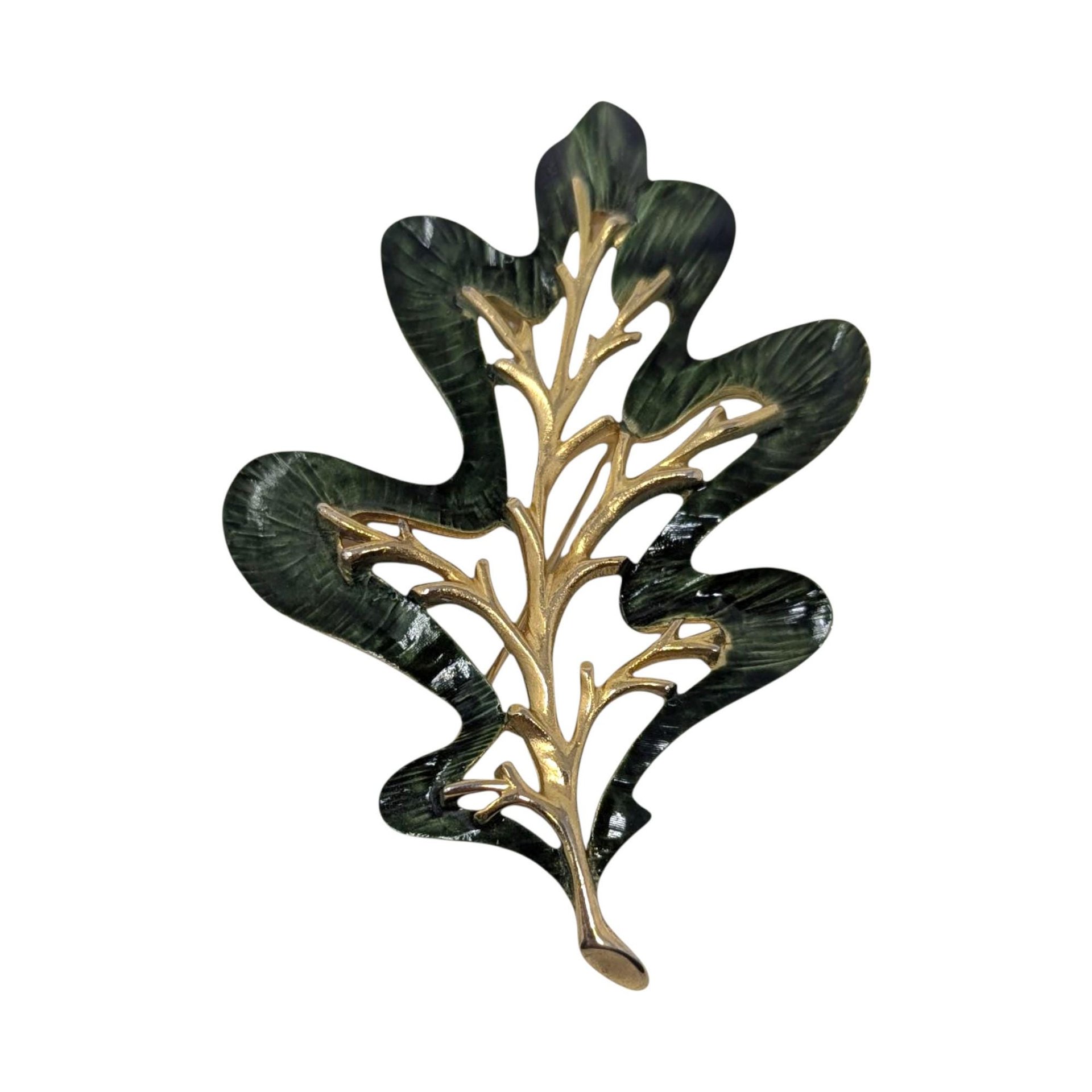 Vintage Sarah Coventry Leaf Jewelry Set: 1960s Brooch Clip On Earrings