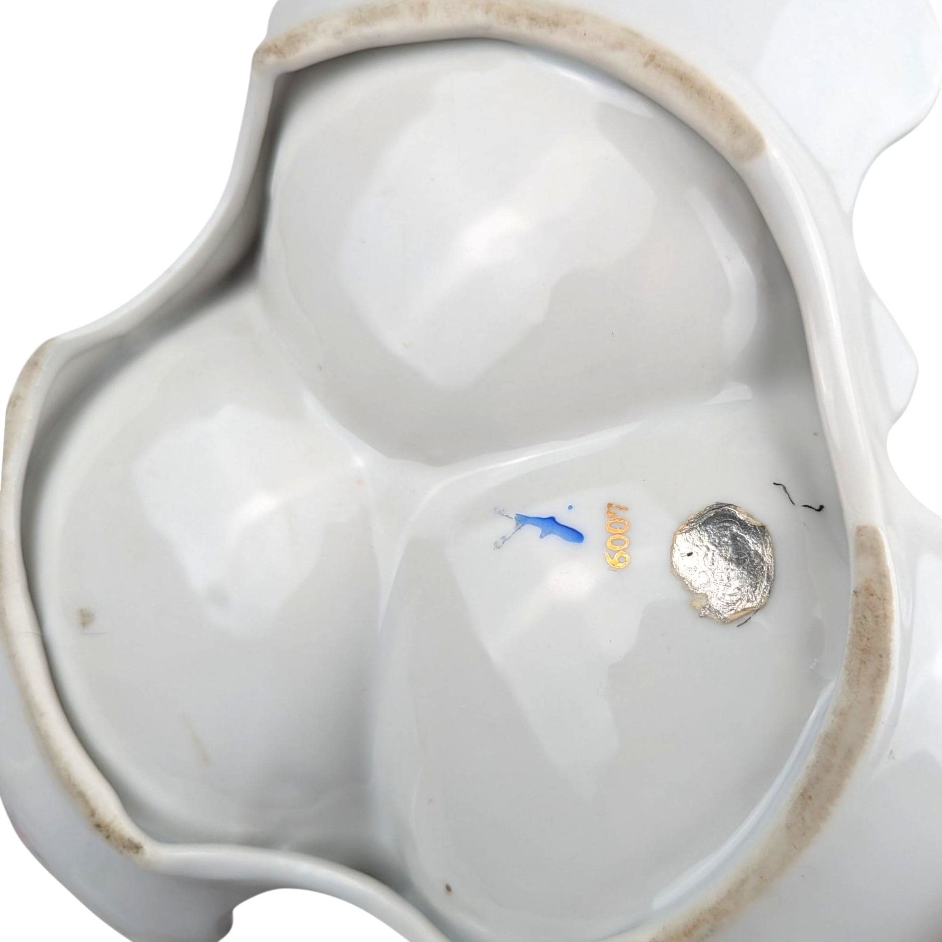 Vintage Mid-Century Gold Floral Dish: 3-Part Ceramic Trinket Tray