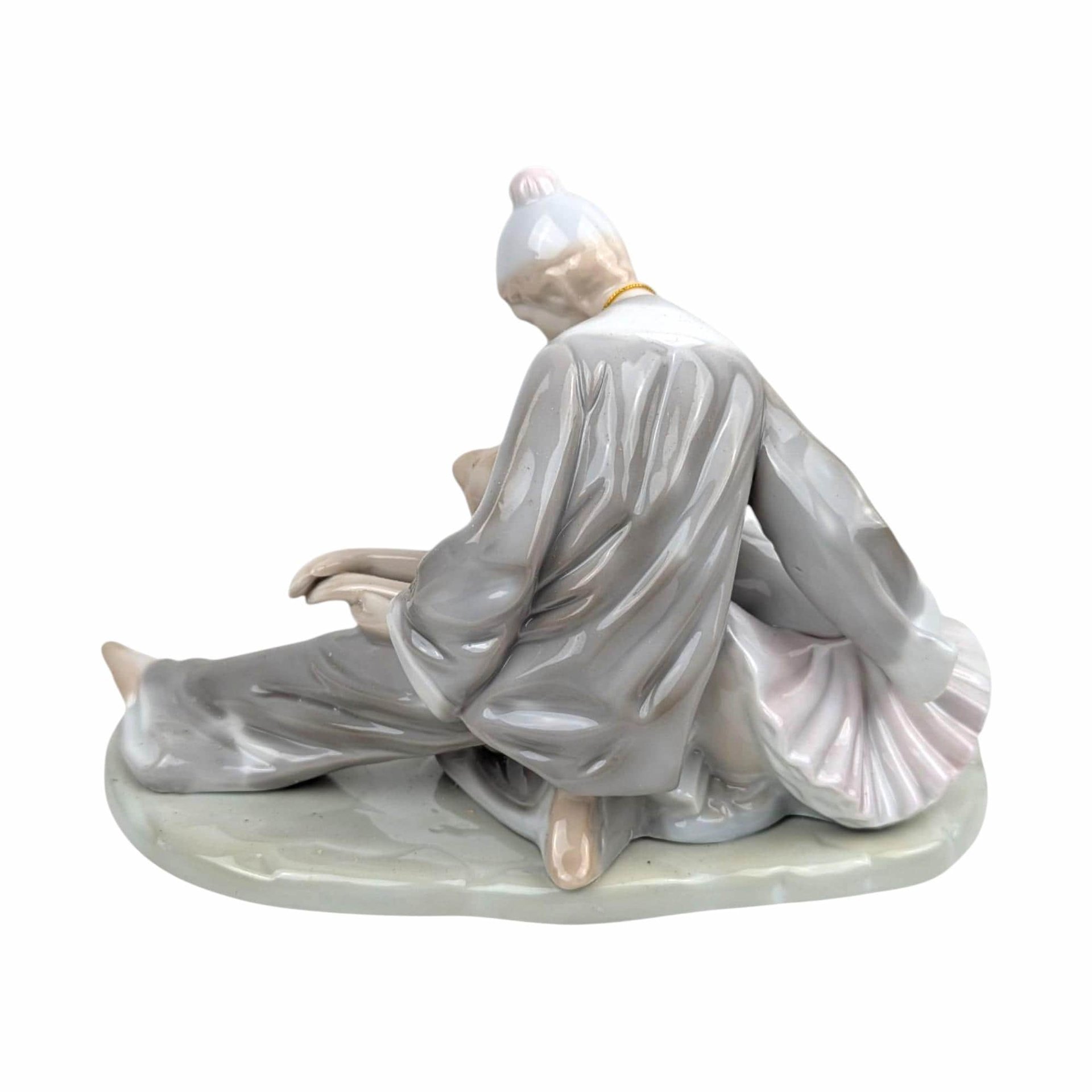 Vintage 1980s Paul Sebastian Figurine: Porcelain Pierrot and Ballerina Statue