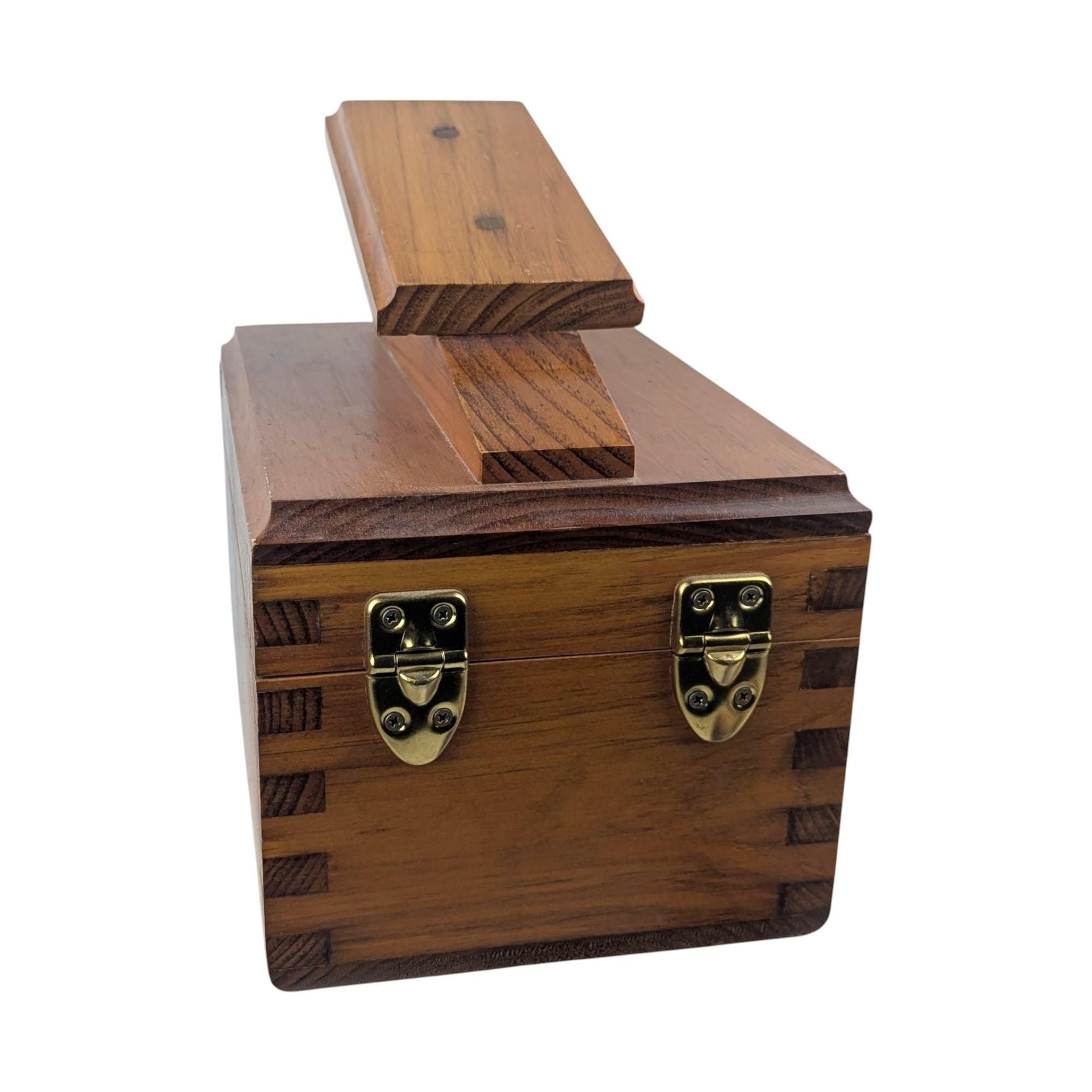 Vintage Wooden Shoe Shine Valet: Footrest Storage Box with 5 Cent Graphic