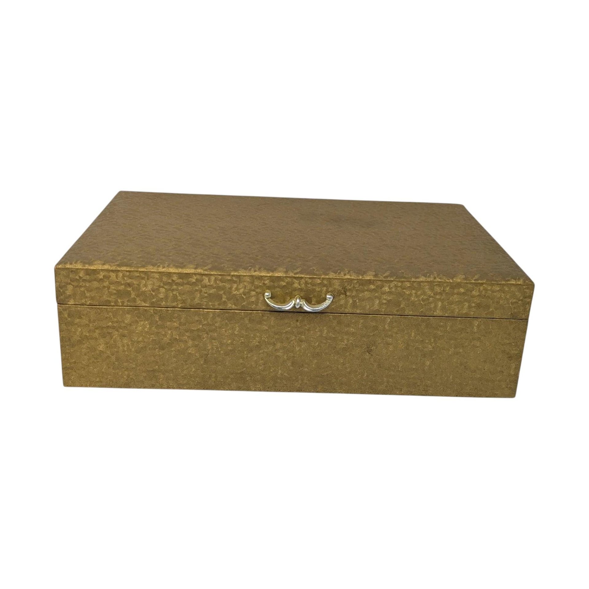 Vintage Gold Jewelry Box: 1970s Cantilever Storage Case
