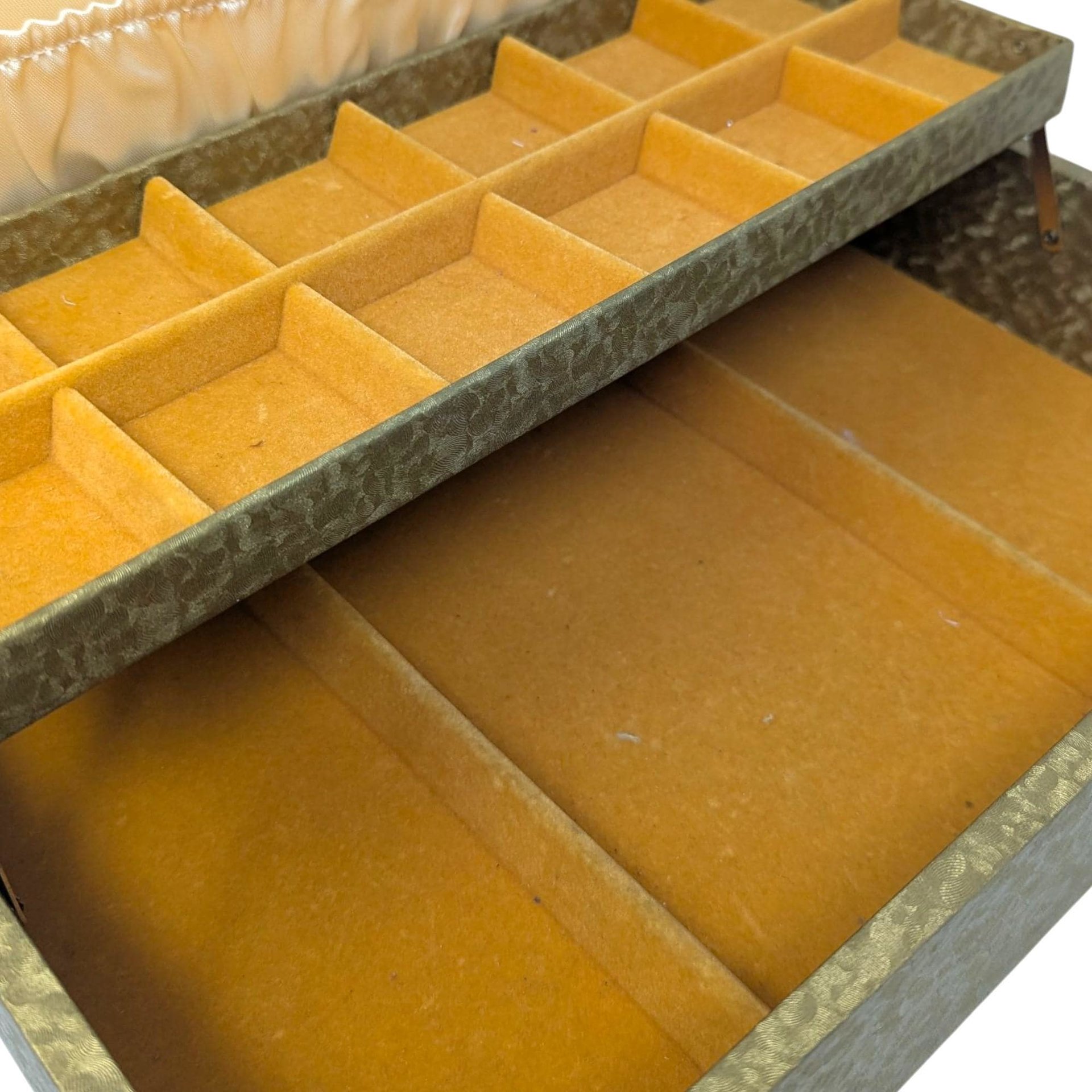 Vintage Gold Jewelry Box: 1970s Cantilever Storage Case