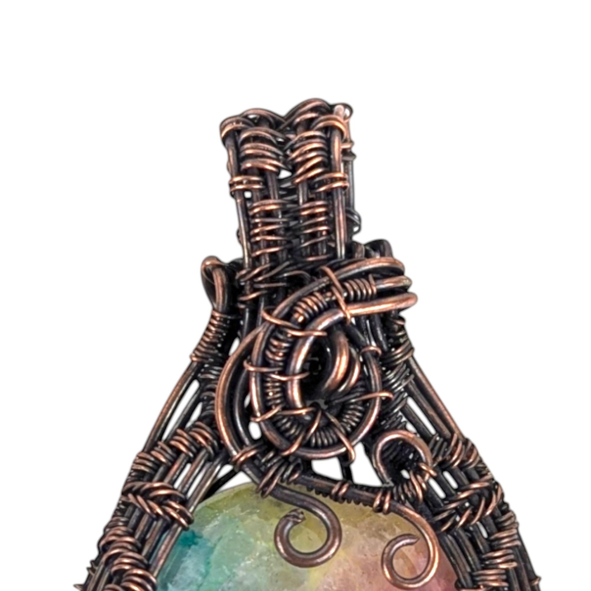 Rainbow Solar Quartz Pendant: Handmade Copper Wire Wrapped Jewelry