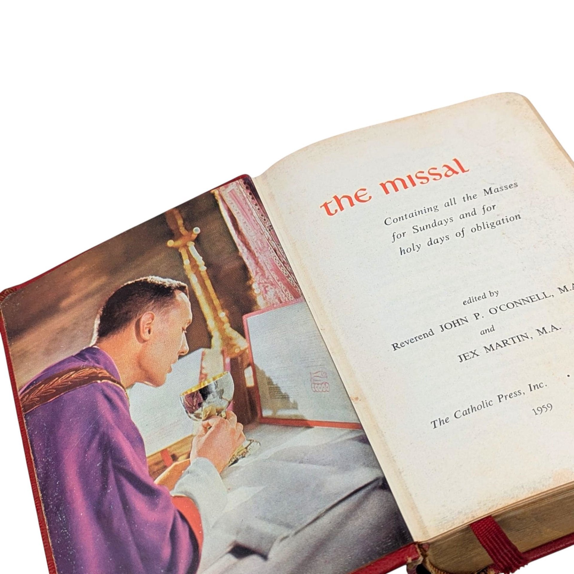 Vintage 1959 The Catholic Missal: Reverend O'Connell & Martin Hardcover