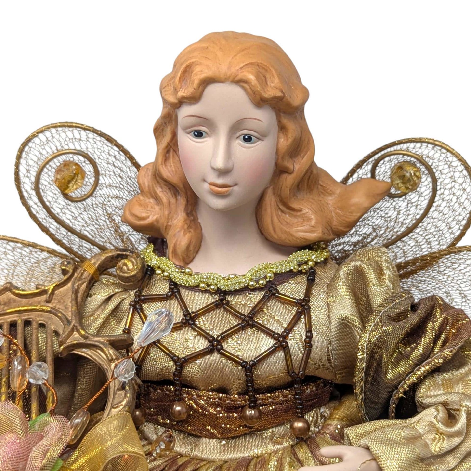 Vintage 1990s Gold Angel Tree Topper: JCPenney Kneeling Figure