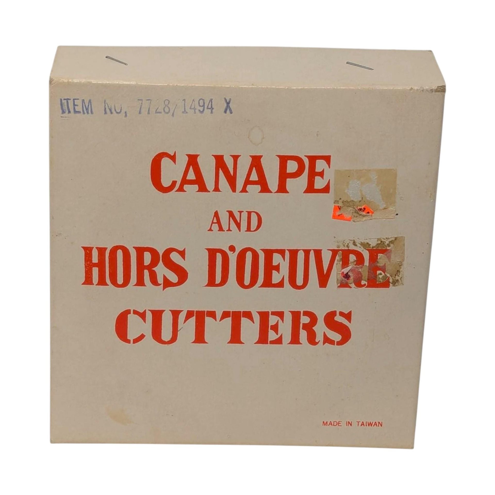 Vintage Canape Cutters Set: Mini Hors D'Oeuvre Molds in Tin with Box