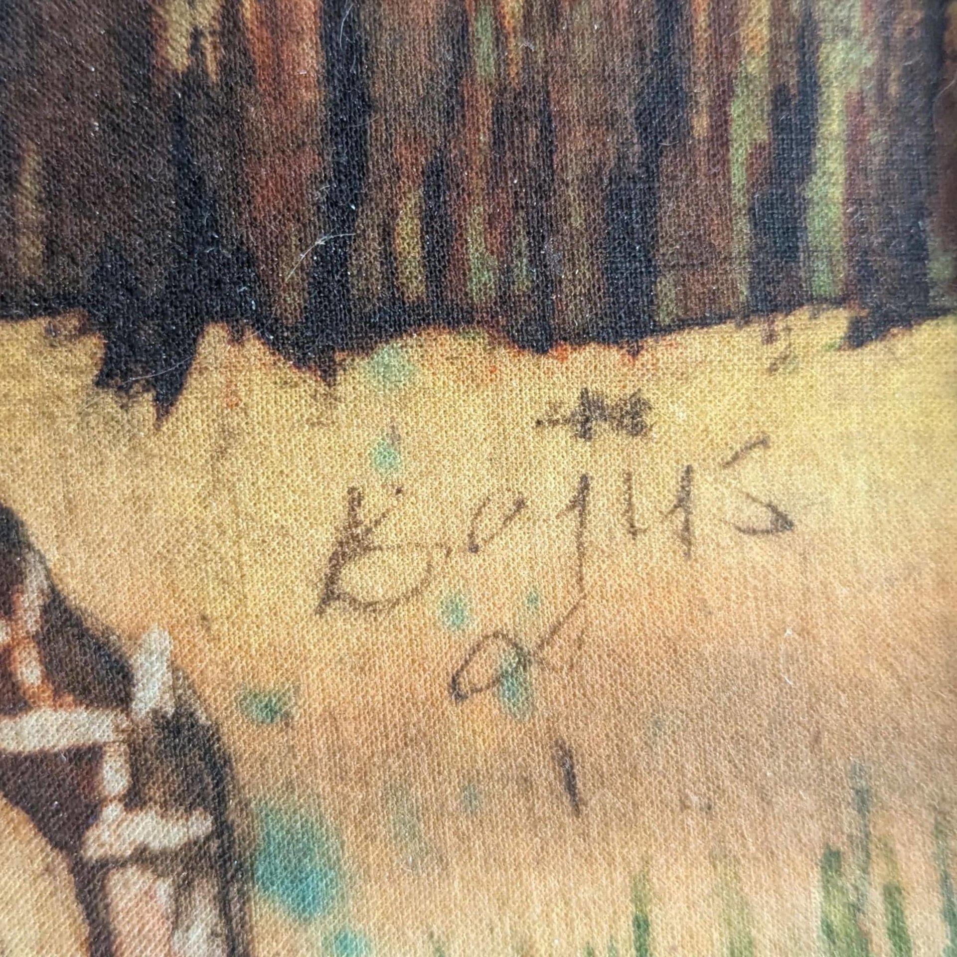 Vintage African Batik Painting: Safari Giraffe Cloth Wall Art