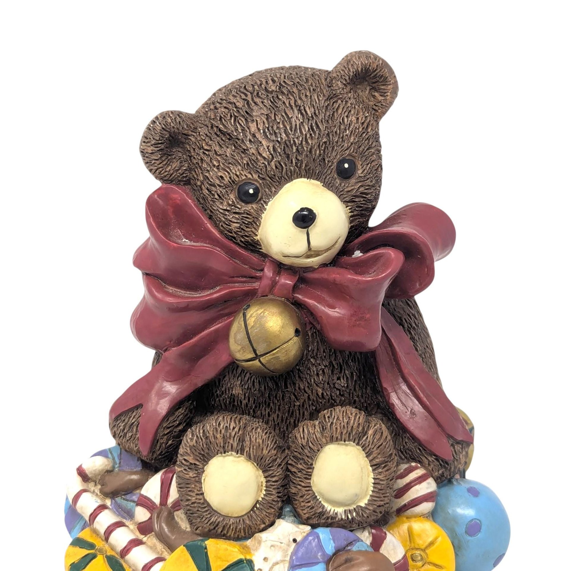 Vintage Bear Shelf Sitter Figurine: Resin Christmas Candy Decor