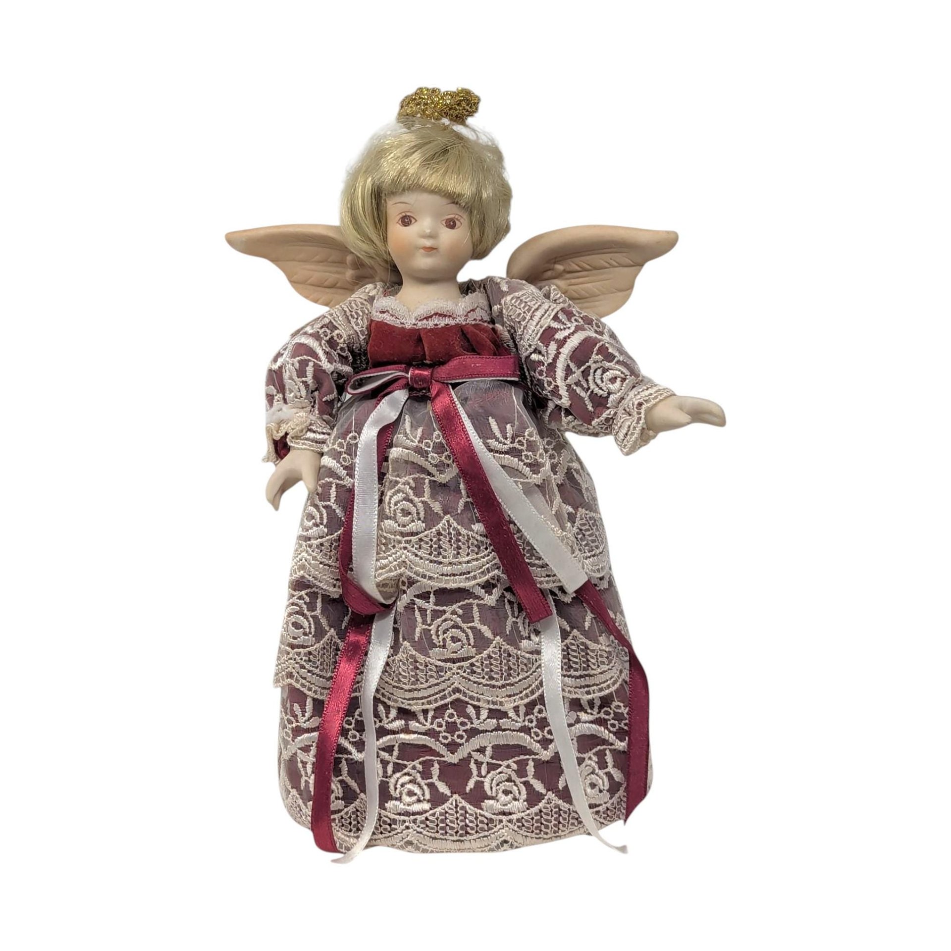 Vintage Porcelain Angel Tree Topper: Kurt Adler Holiday Decor
