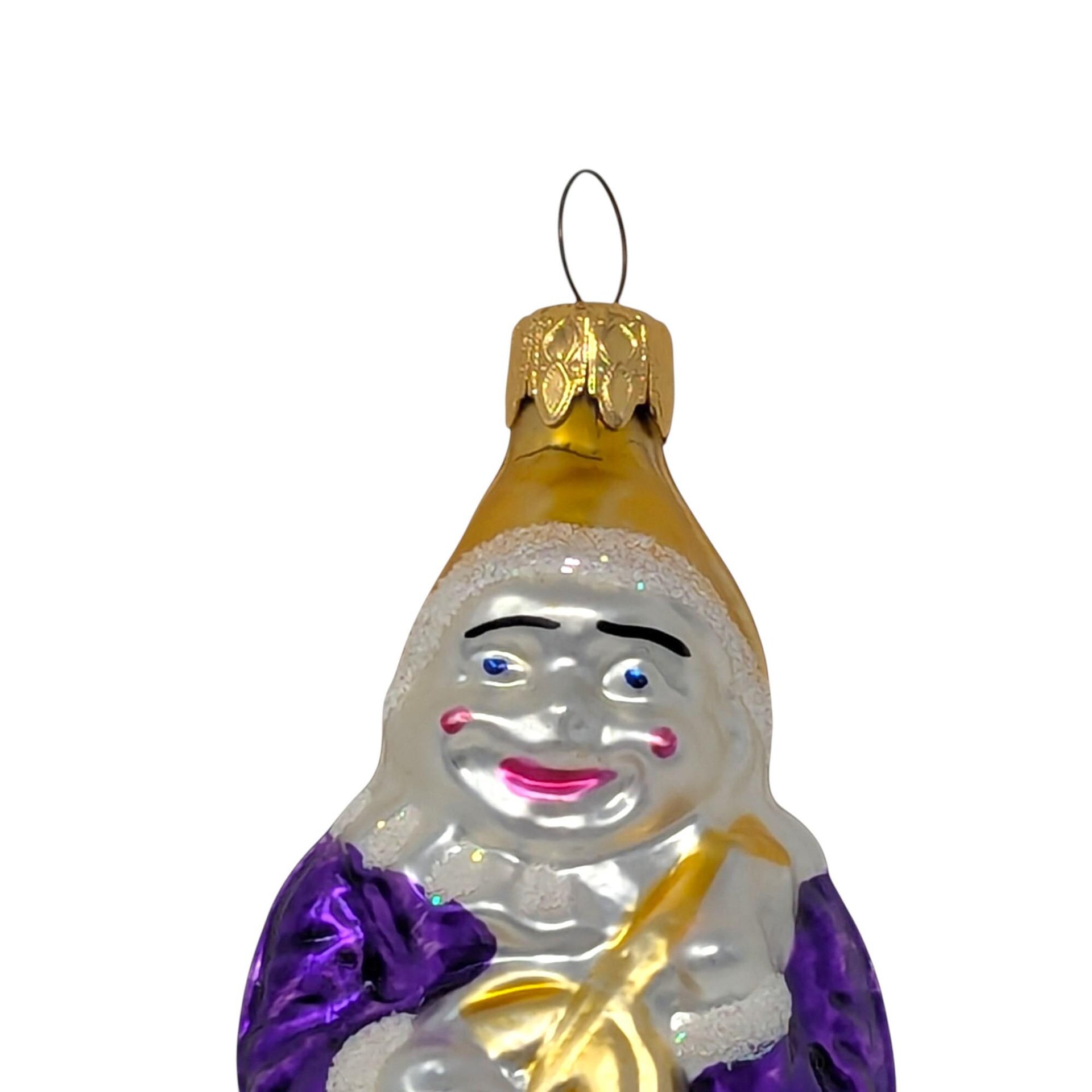 Vintage Pierrot Clown Ornament: Italian Style Blown Glass Musician Figure
