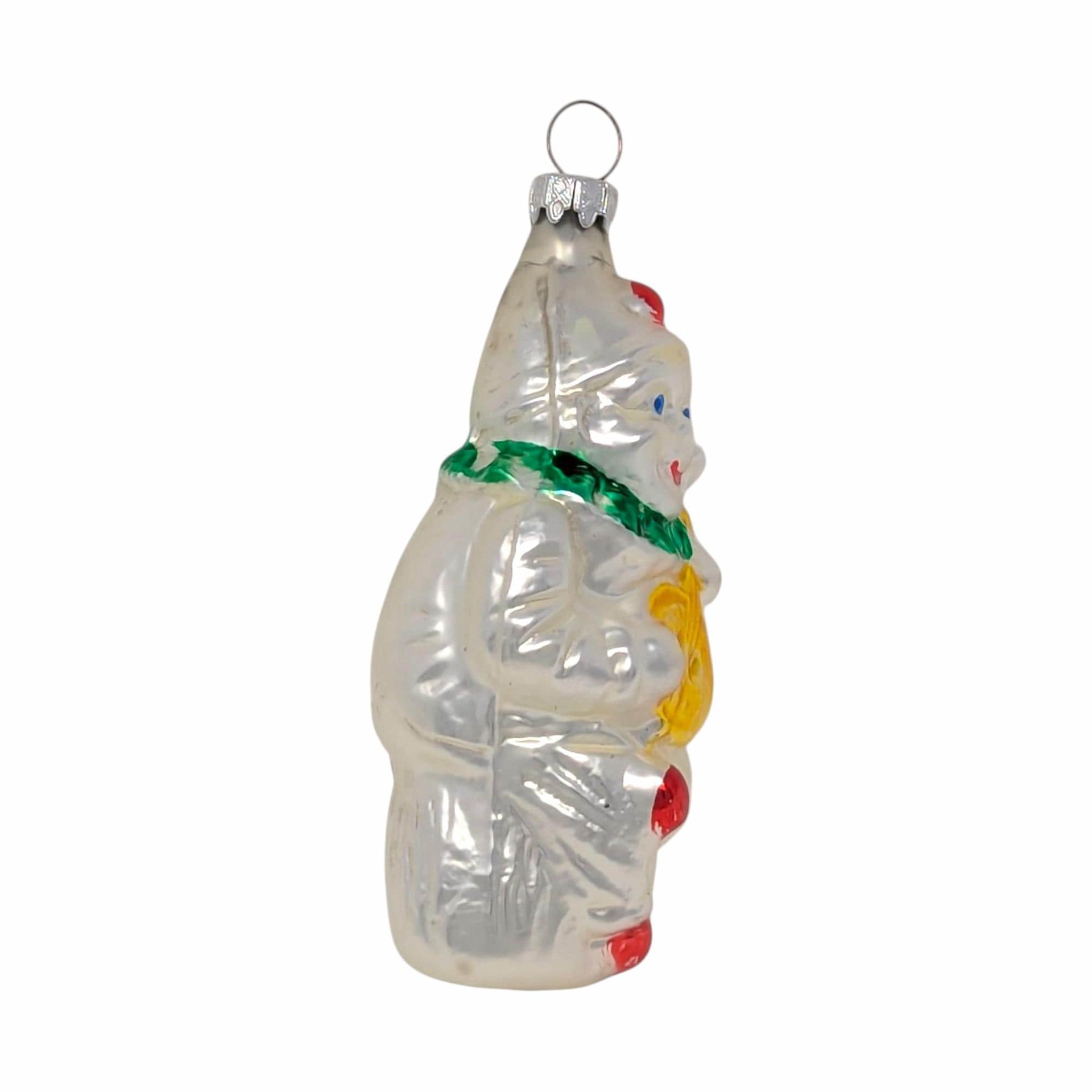 Vintage Pierrot Clown Ornament: Italian Style Blown Glass Musician Figure